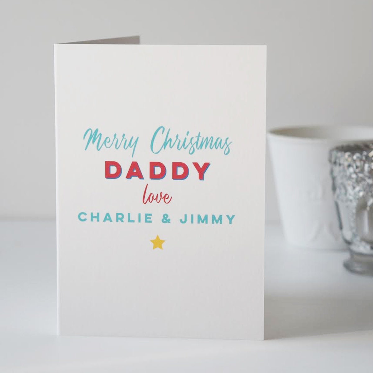 Personalised Merry Christmas Daddy Card - Christmas Card for Dad - Christmas Card from the Children - Merry Christmas Daddy - Father
