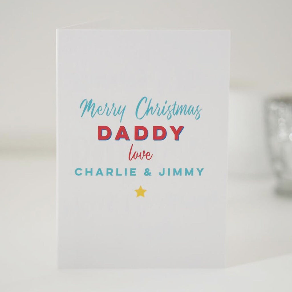 Personalised Merry Christmas Daddy Card - Christmas Card for Dad - Christmas Card from the Children - Merry Christmas Daddy - Father