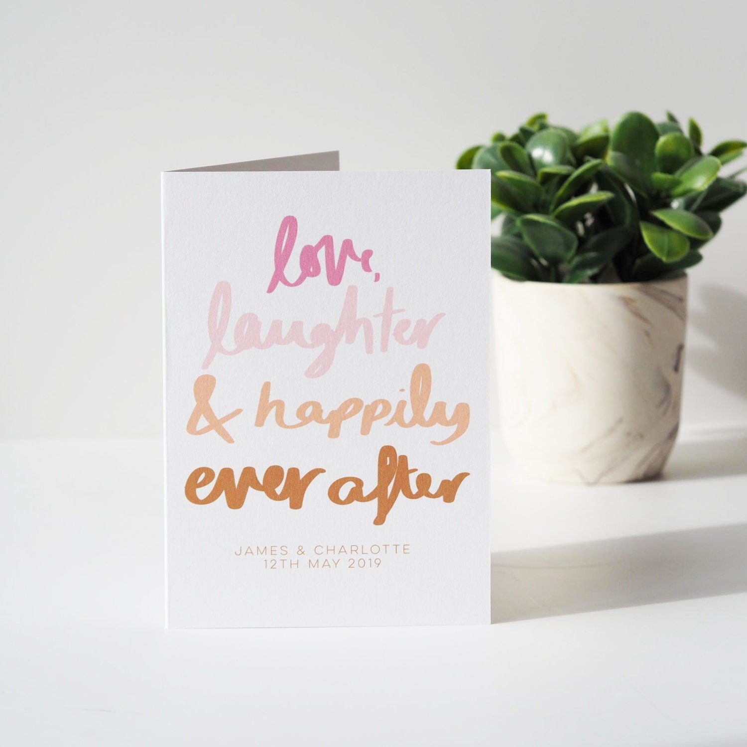 Love, Laughter & Happily Ever After Personalised Wedding Card, Anniversary Card, Engagement Card, Personalised Wedding Card, Love Card