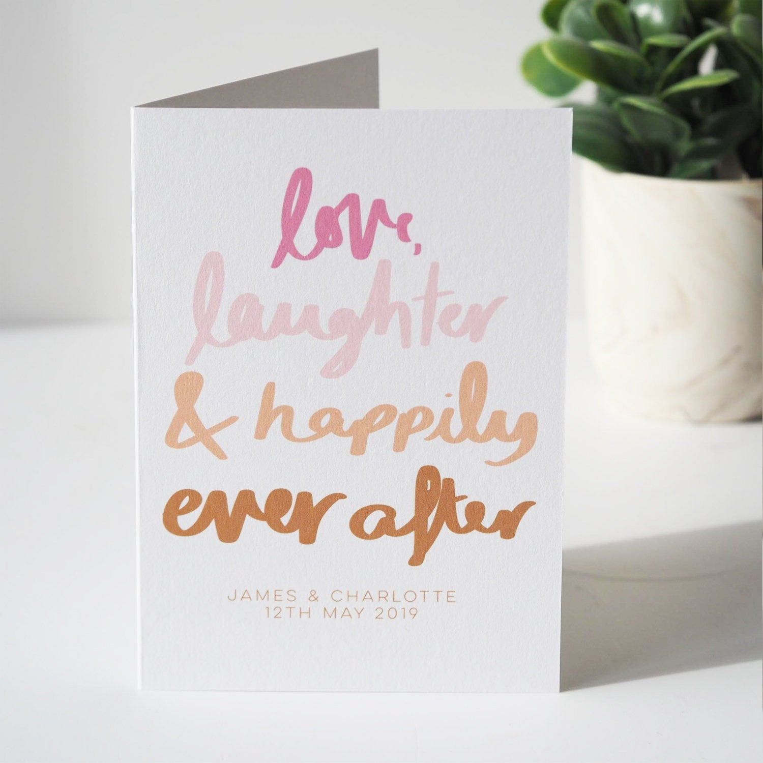 Love, Laughter & Happily Ever After Personalised Wedding Card, Anniversary Card, Engagement Card, Personalised Wedding Card, Love Card