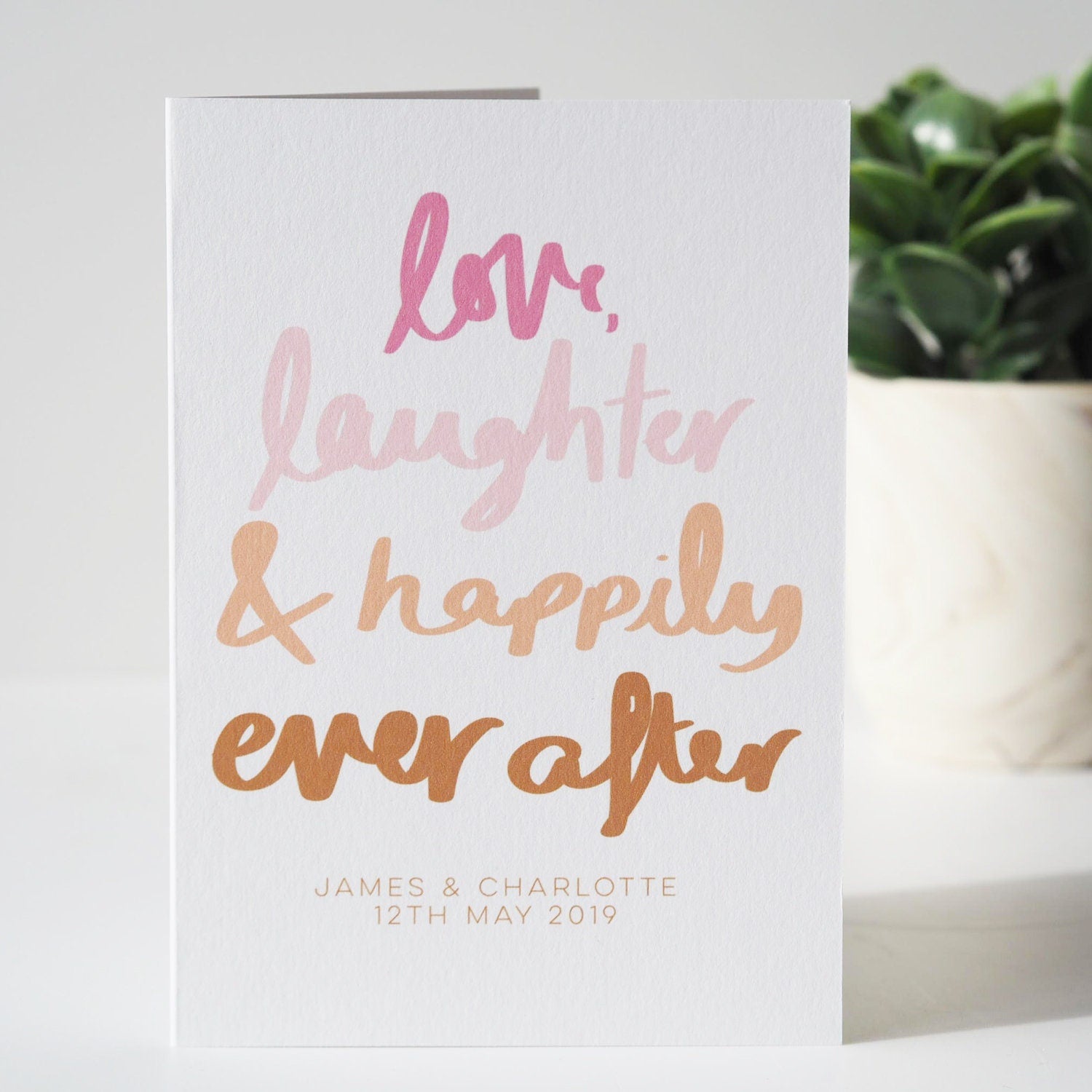 Love, Laughter & Happily Ever After Personalised Wedding Card, Anniversary Card, Engagement Card, Personalised Wedding Card, Love Card