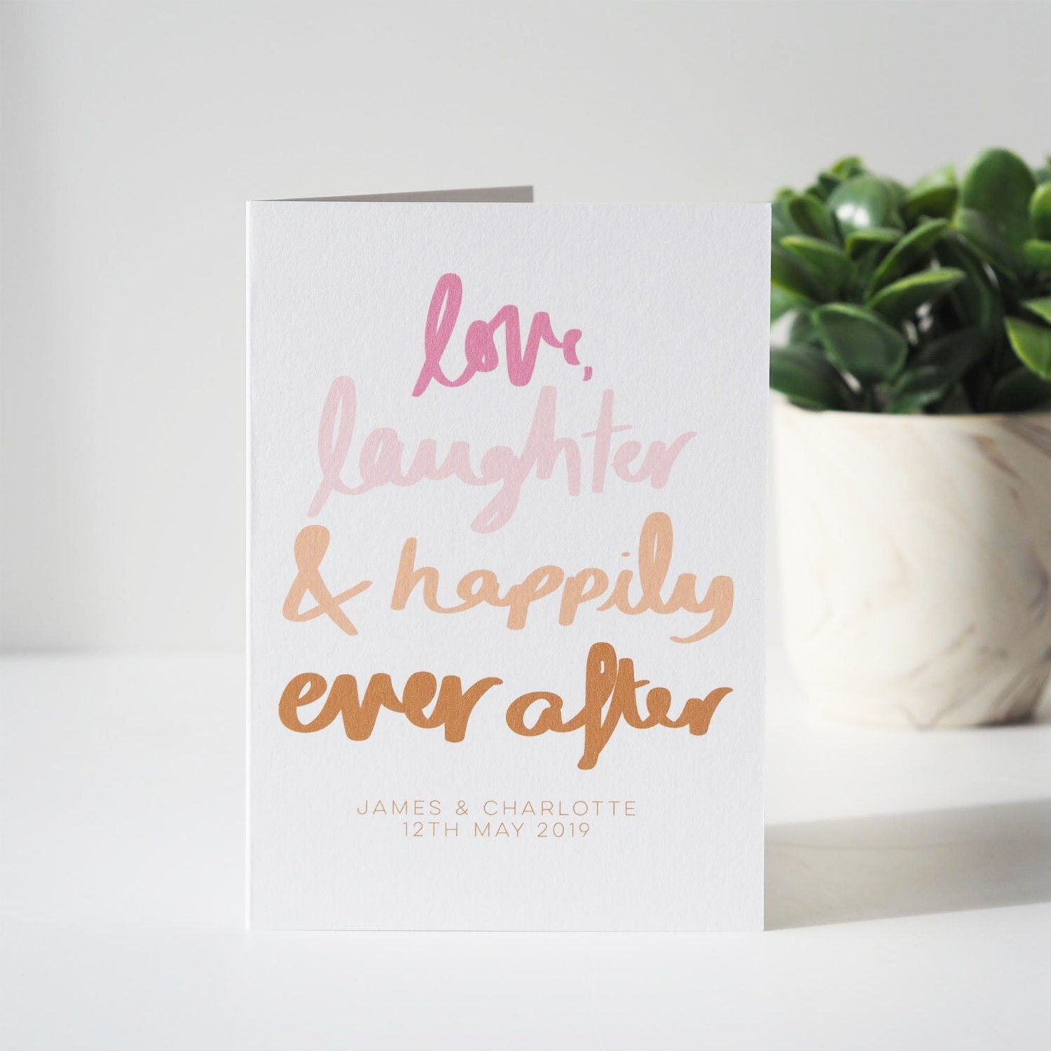 Love, Laughter & Happily Ever After Personalised Wedding Card, Anniversary Card, Engagement Card, Personalised Wedding Card, Love Card