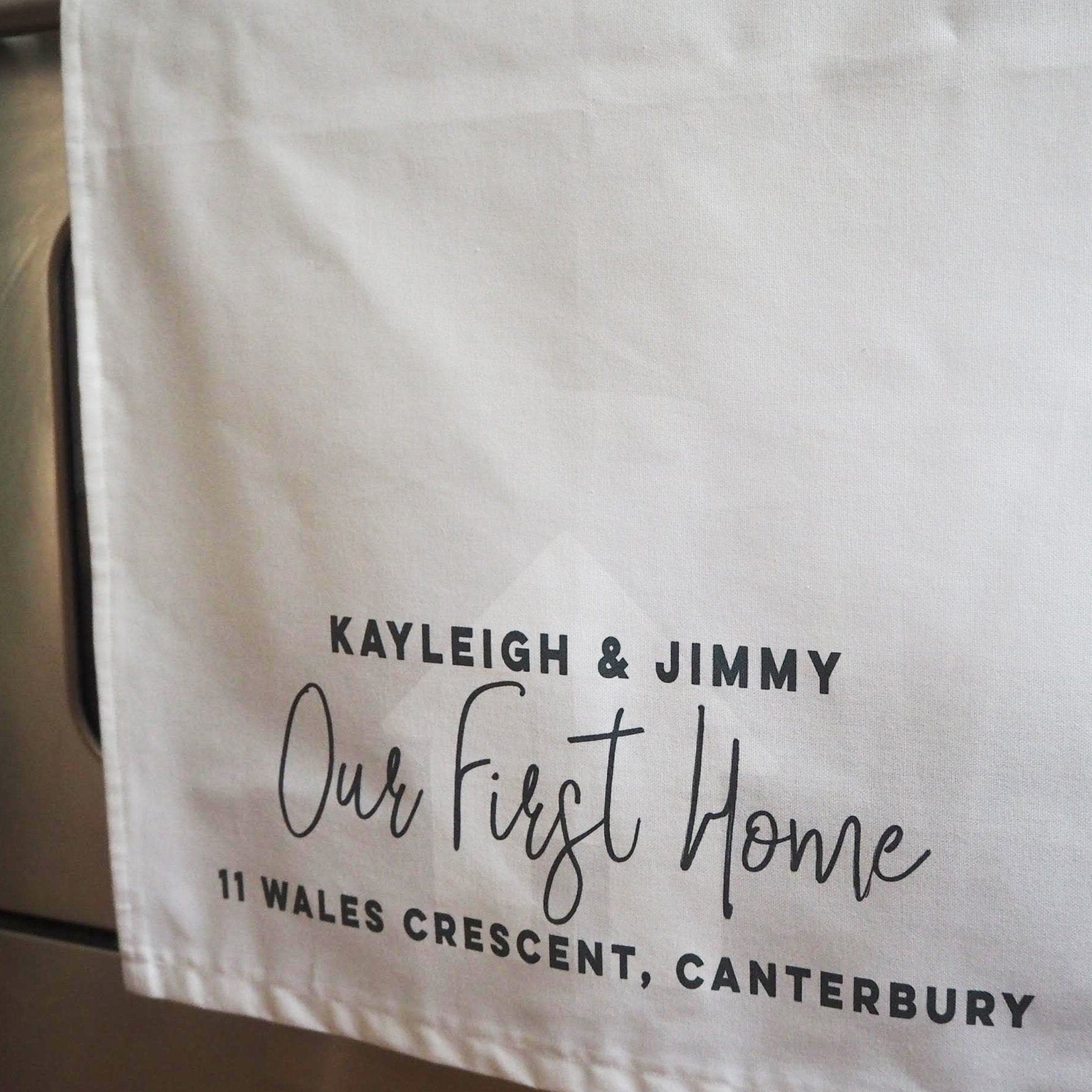 Personalised Our First Home Decorative Tea Towel or Wall Hanging