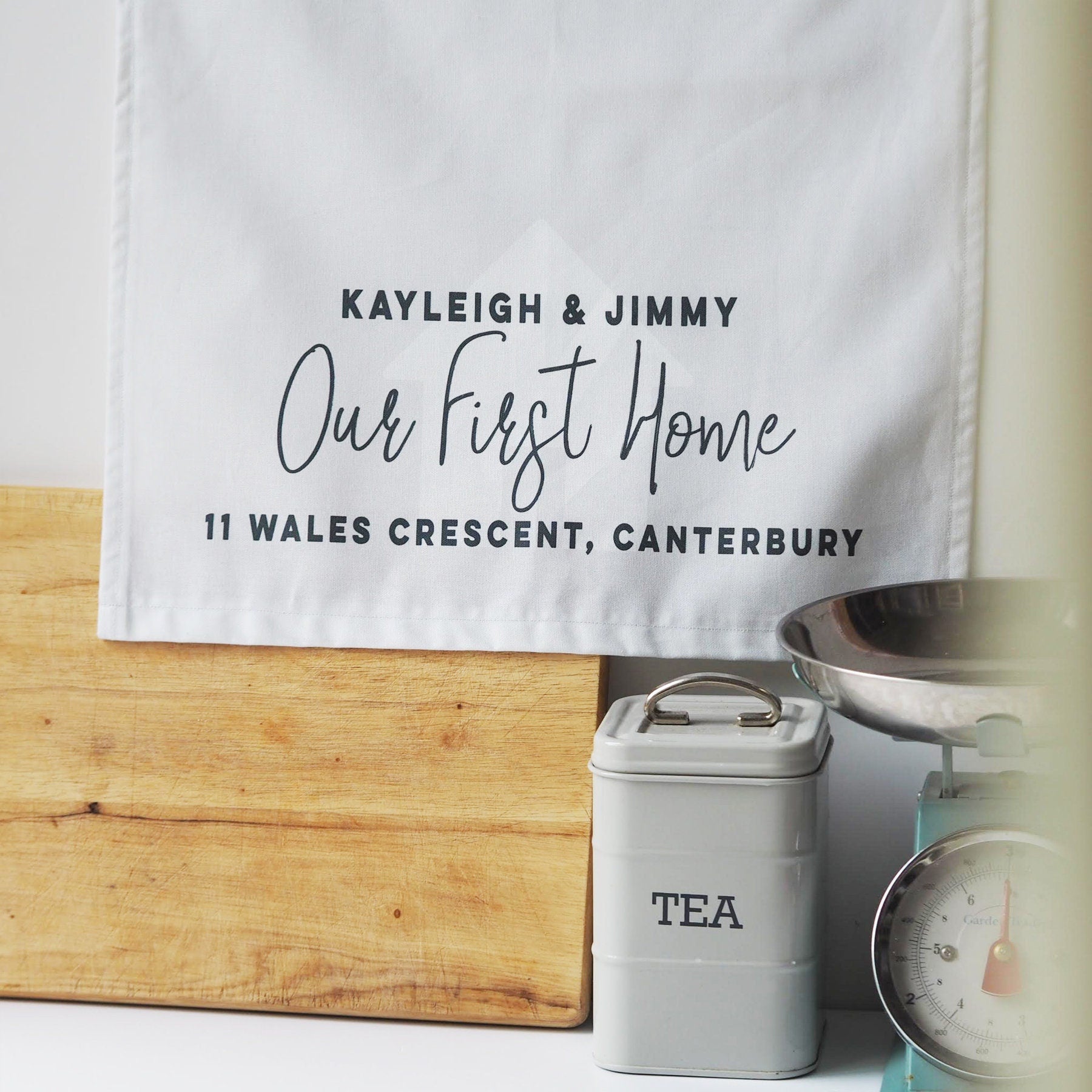 Personalised Our First Home Decorative Tea Towel or Wall Hanging