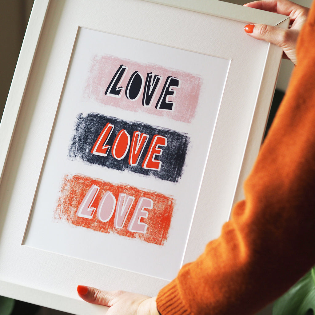 Love Typography Hand Lettered Art Print