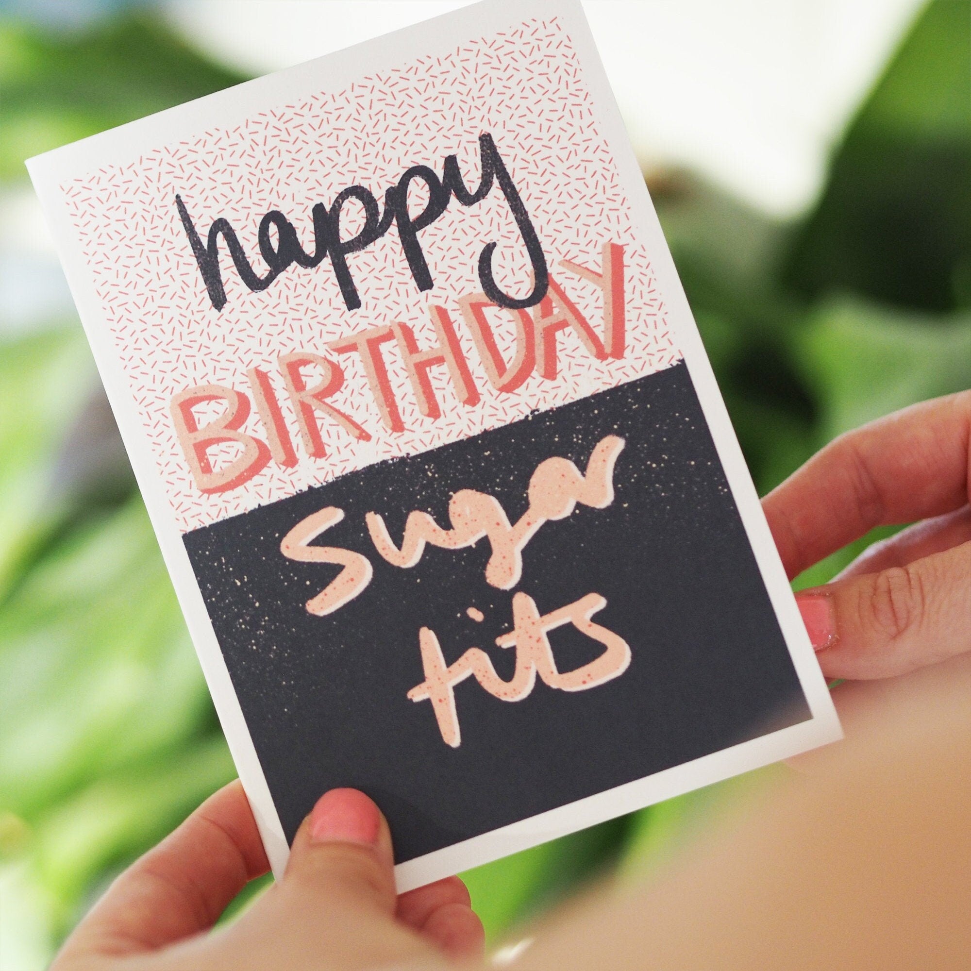 Happy Birthday Sugar Tits Card - Birthday Card For Her - Funny Card For Friend
