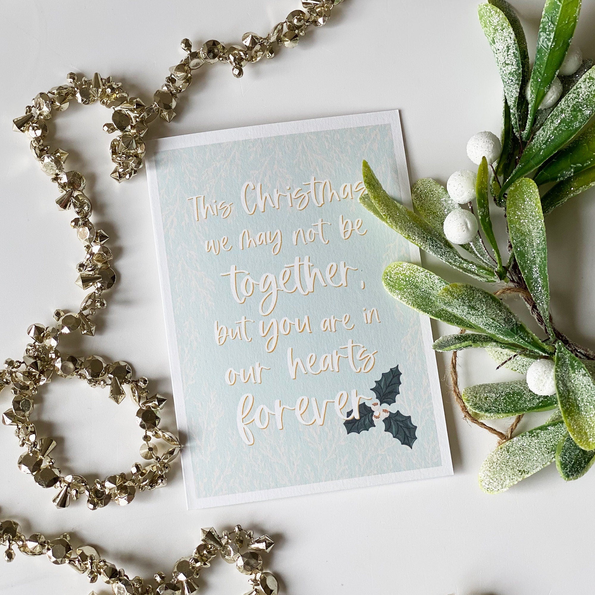 In Our Hearts Forever Christmas Card - Across The Miles - Christmas Card To Family - Christmas Not Together