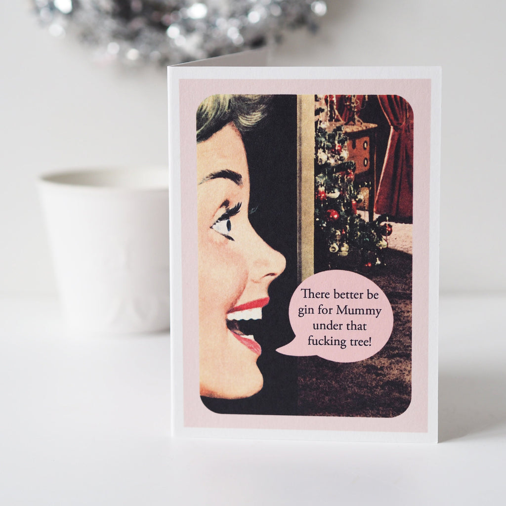 Funny, Rude, Gin For Mummy Retro Christmas Card