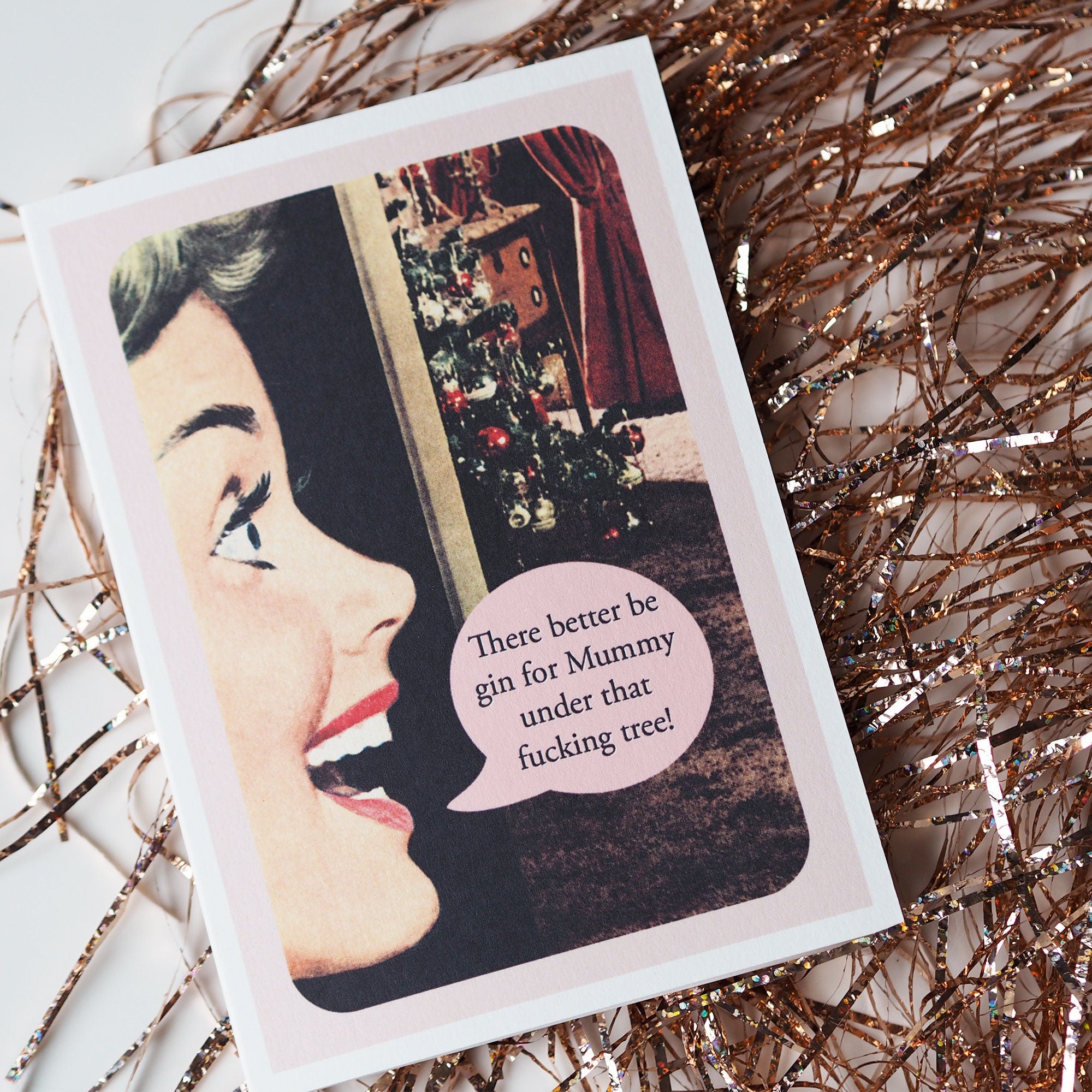 Funny, Rude, Gin For Mummy Retro Christmas Card