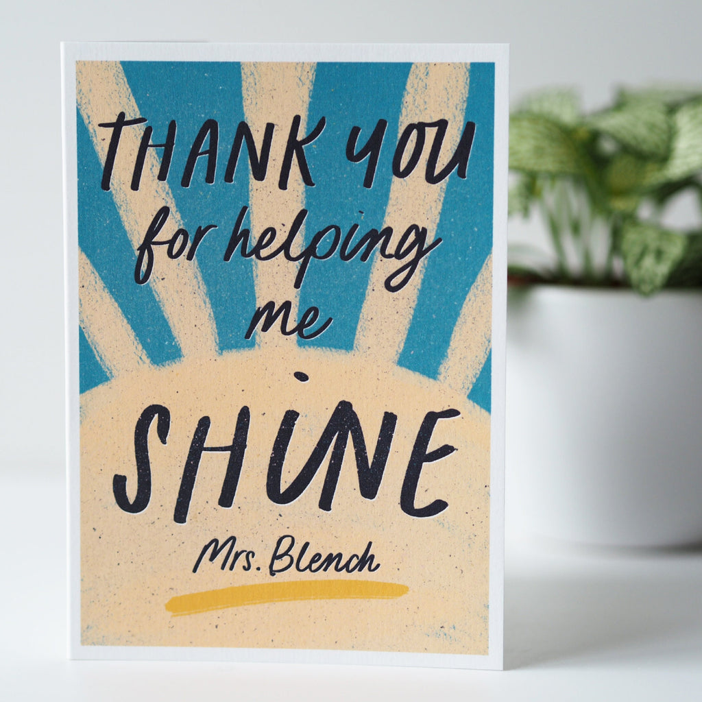 Helping Me Shine Thank You Teacher End Of Term Card