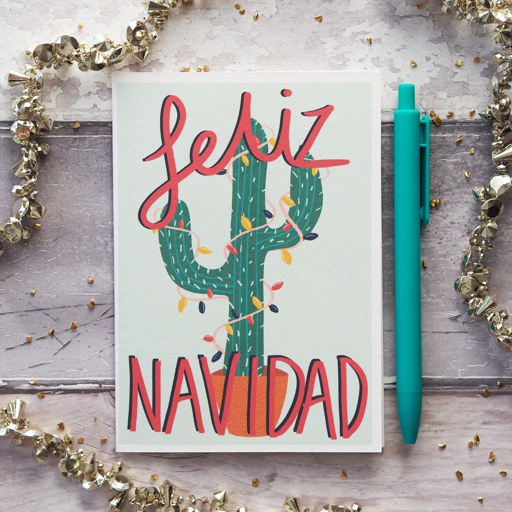 Feliz Navidad Cactus Christmas Card