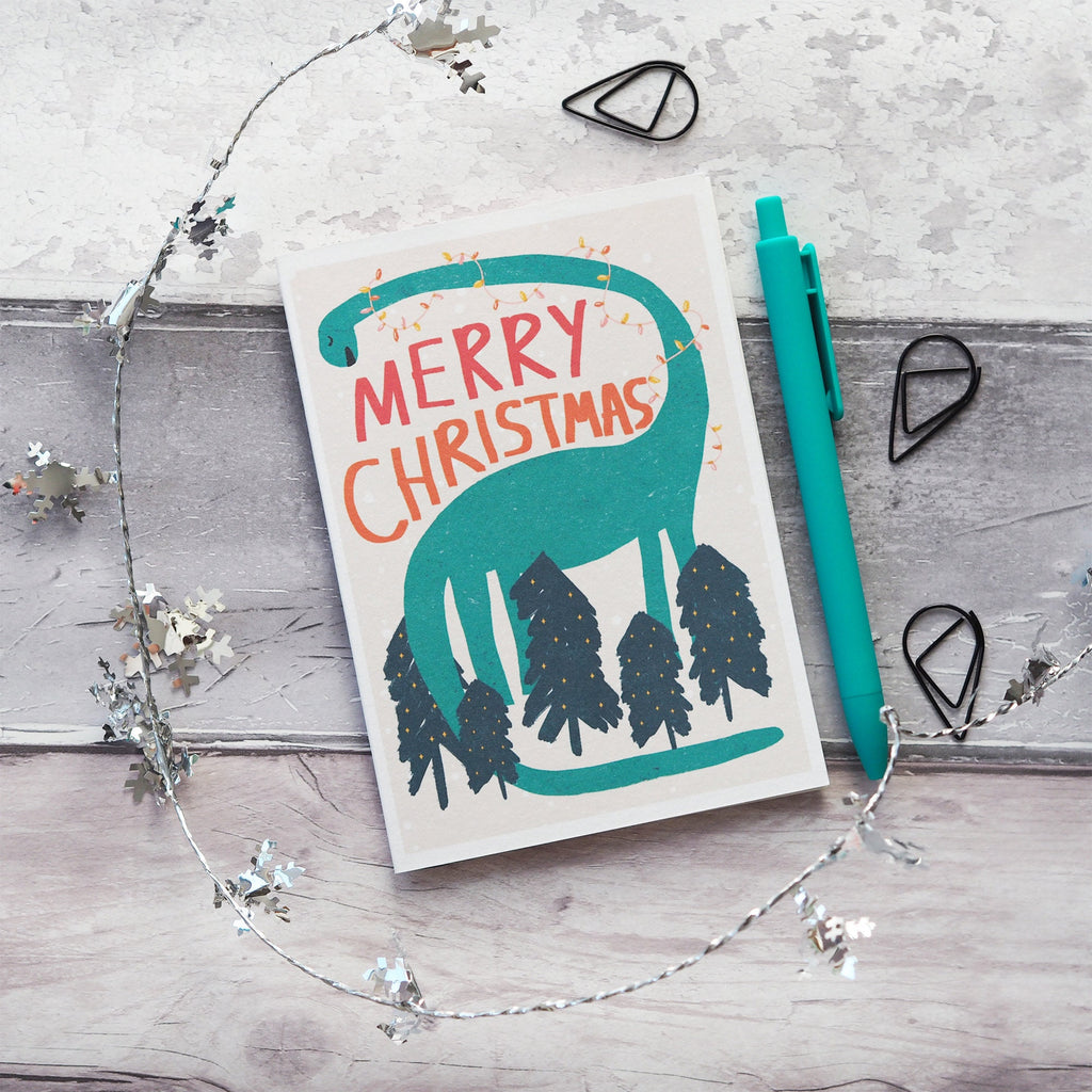 Dinosaur Kids Christmas Card
