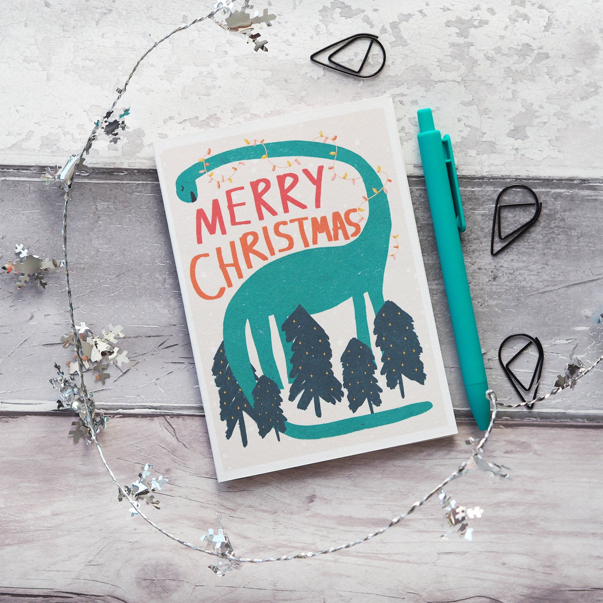 Dinosaur Kids Christmas Card
