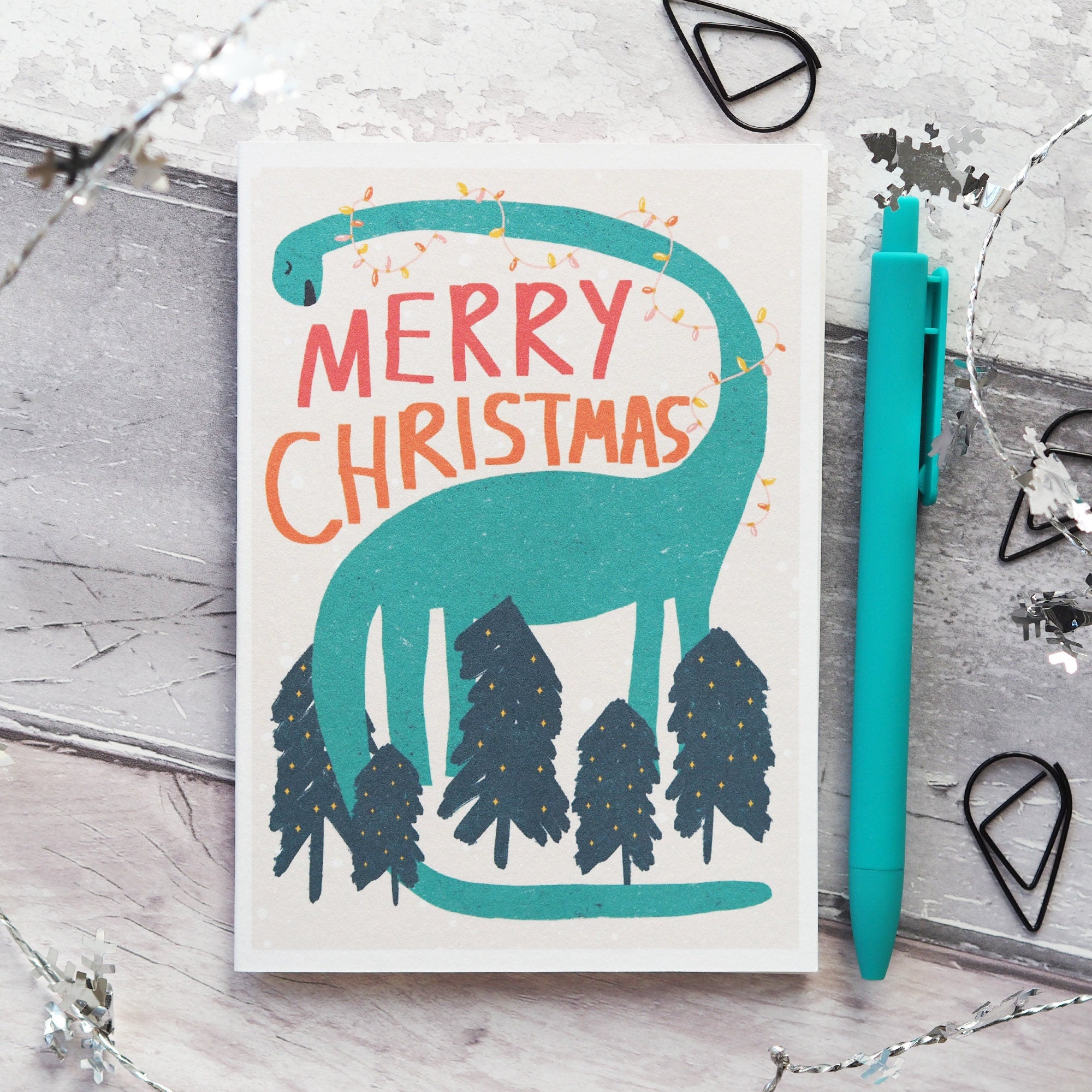 Dinosaur Kids Christmas Card