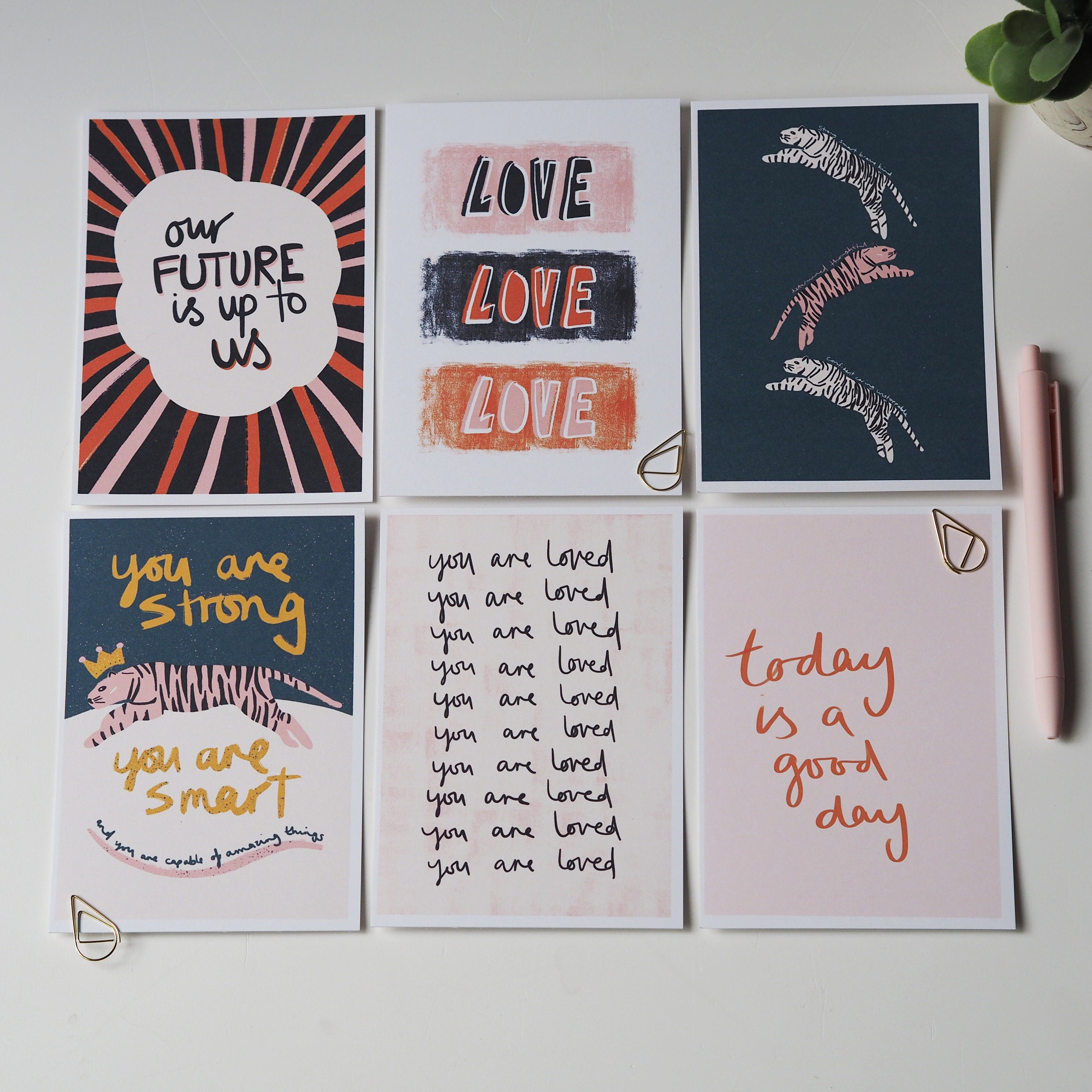 Postcards of Positivity, Set of 6 A6 postcards
