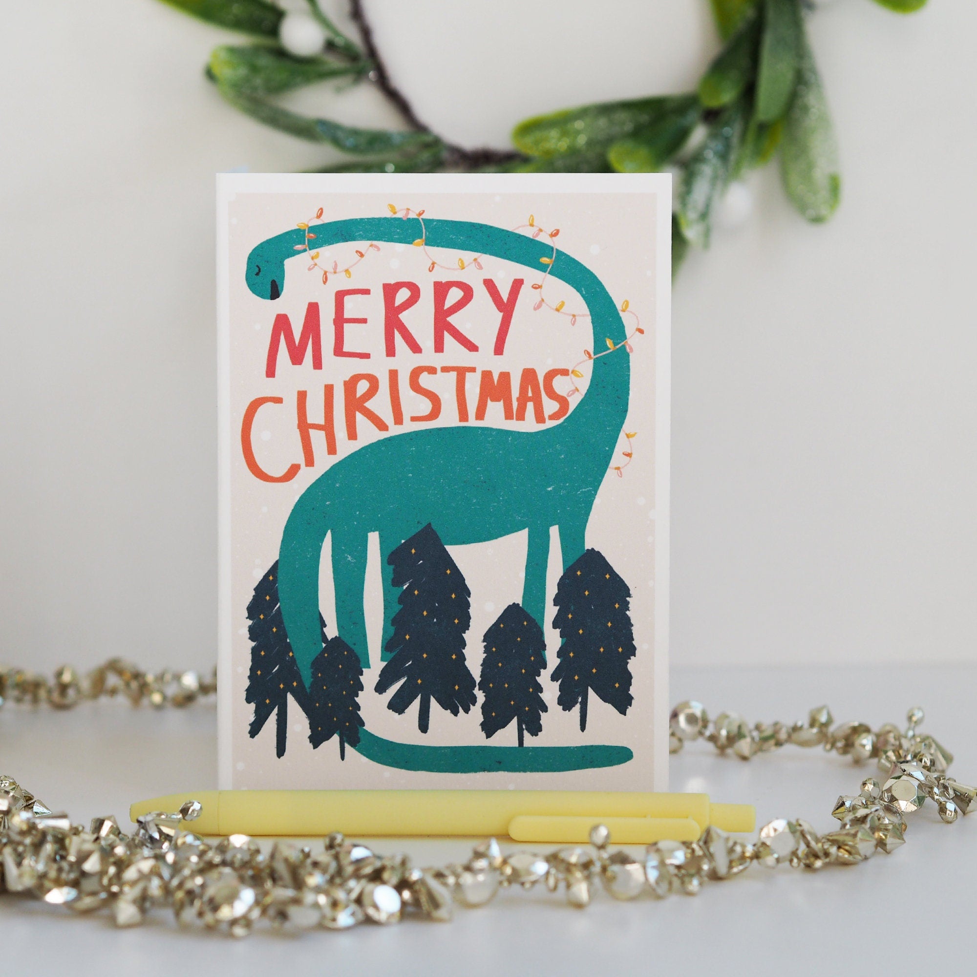 Dinosaur Kids Christmas Card
