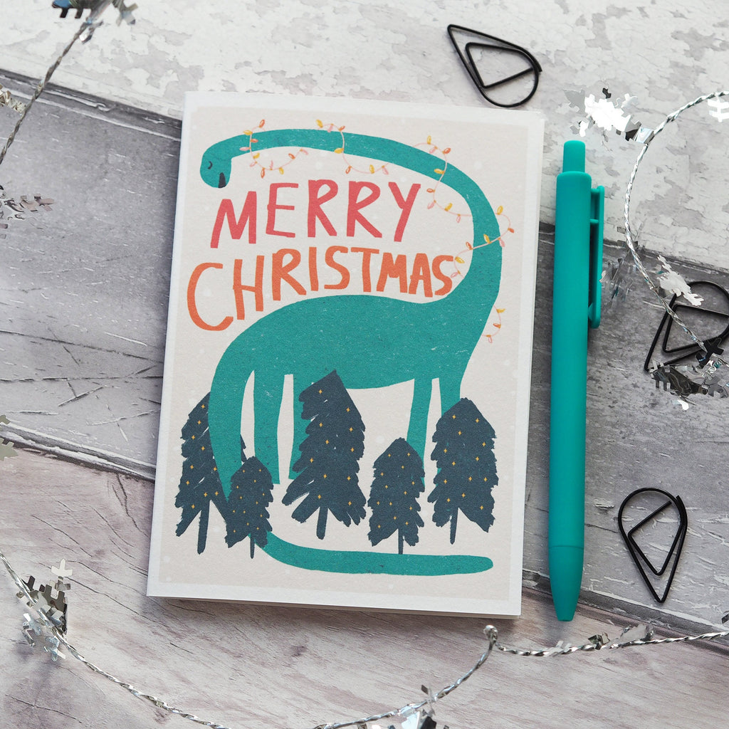 Dinosaur Kids Christmas Card