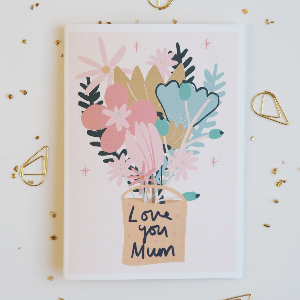 Love You Mum Illustrated Floral Mother's Day Card