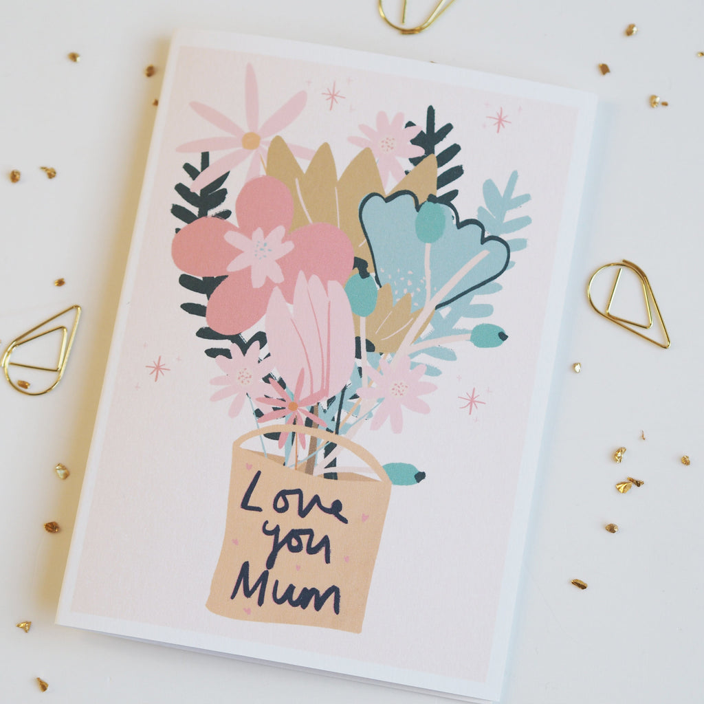 Love You Mum Illustrated Floral Mother's Day Card