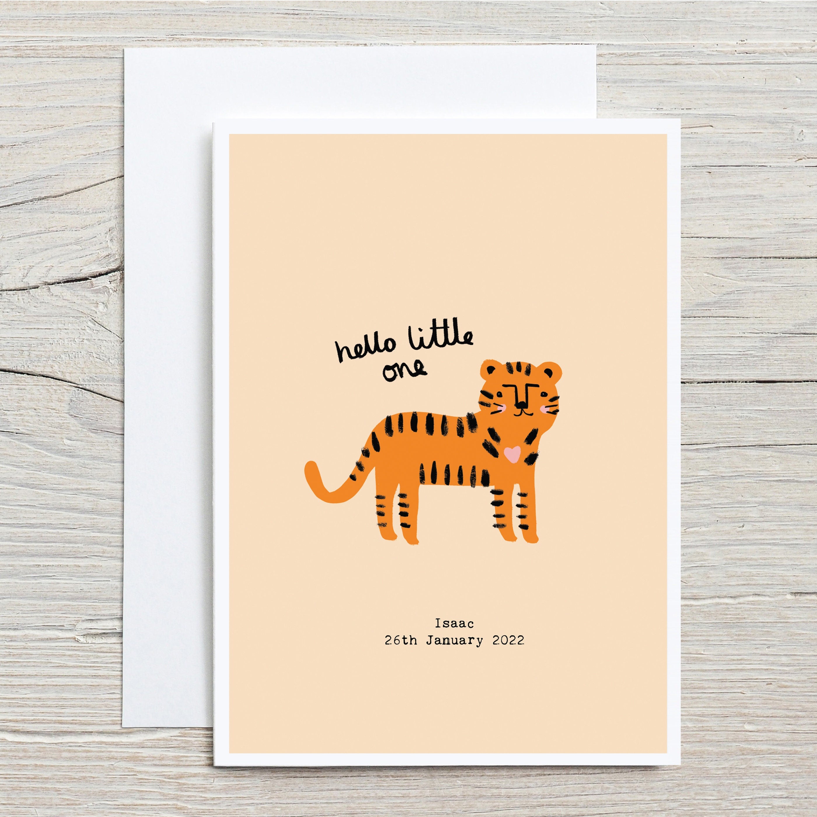 Hello Baby Personalised Tiger New Baby Card