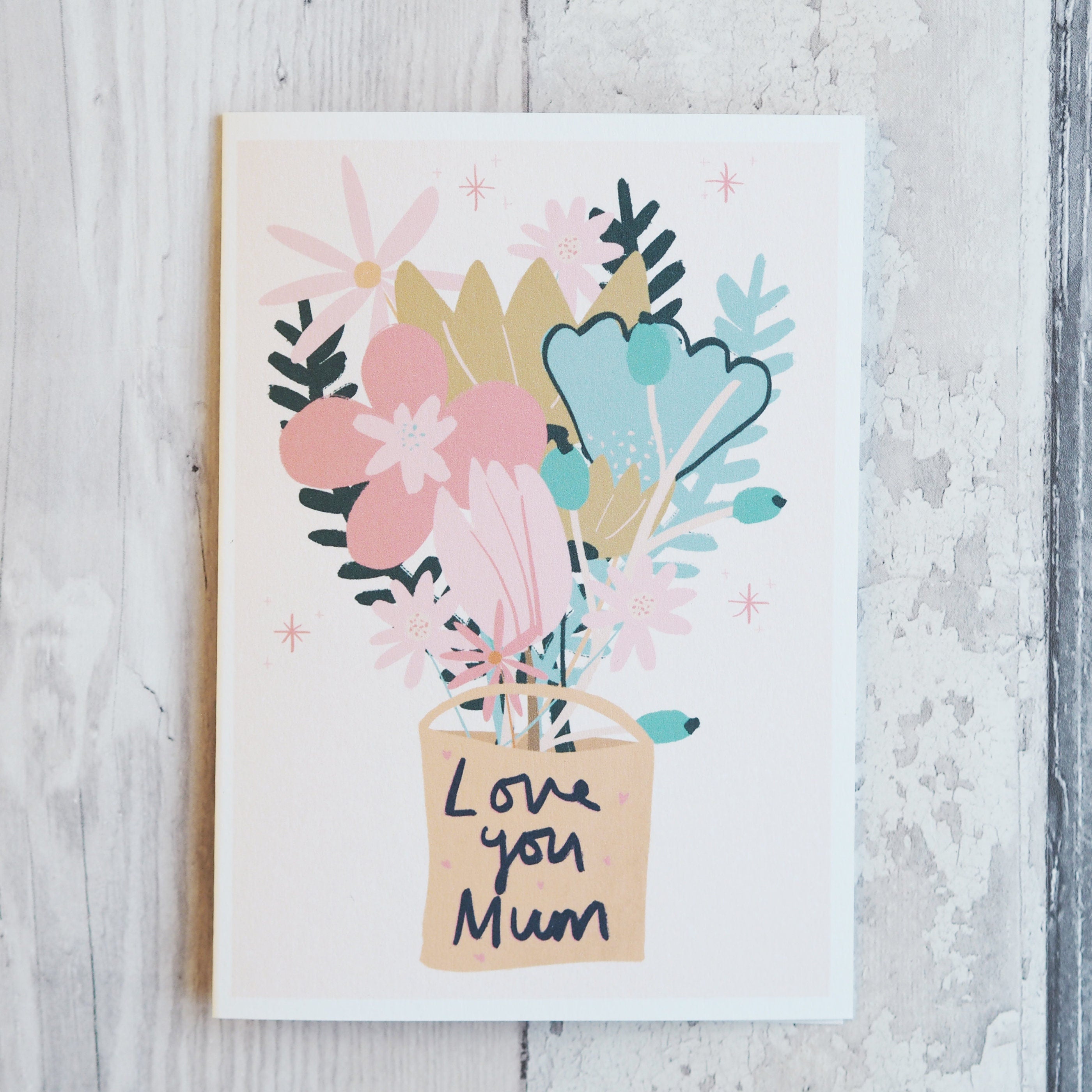 Love You Mum Illustrated Floral Mother's Day Card