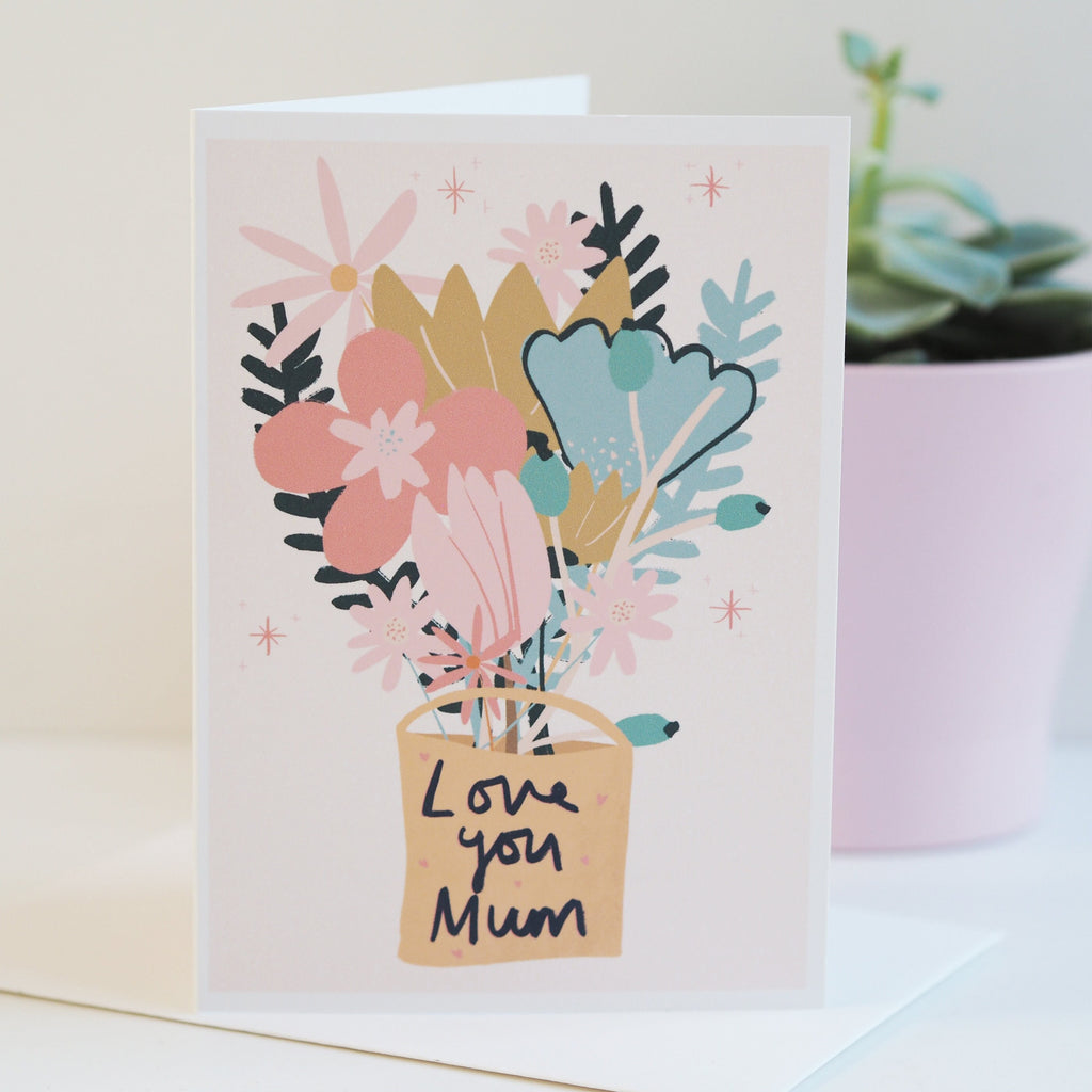 Love You Mum Illustrated Floral Mother's Day Card