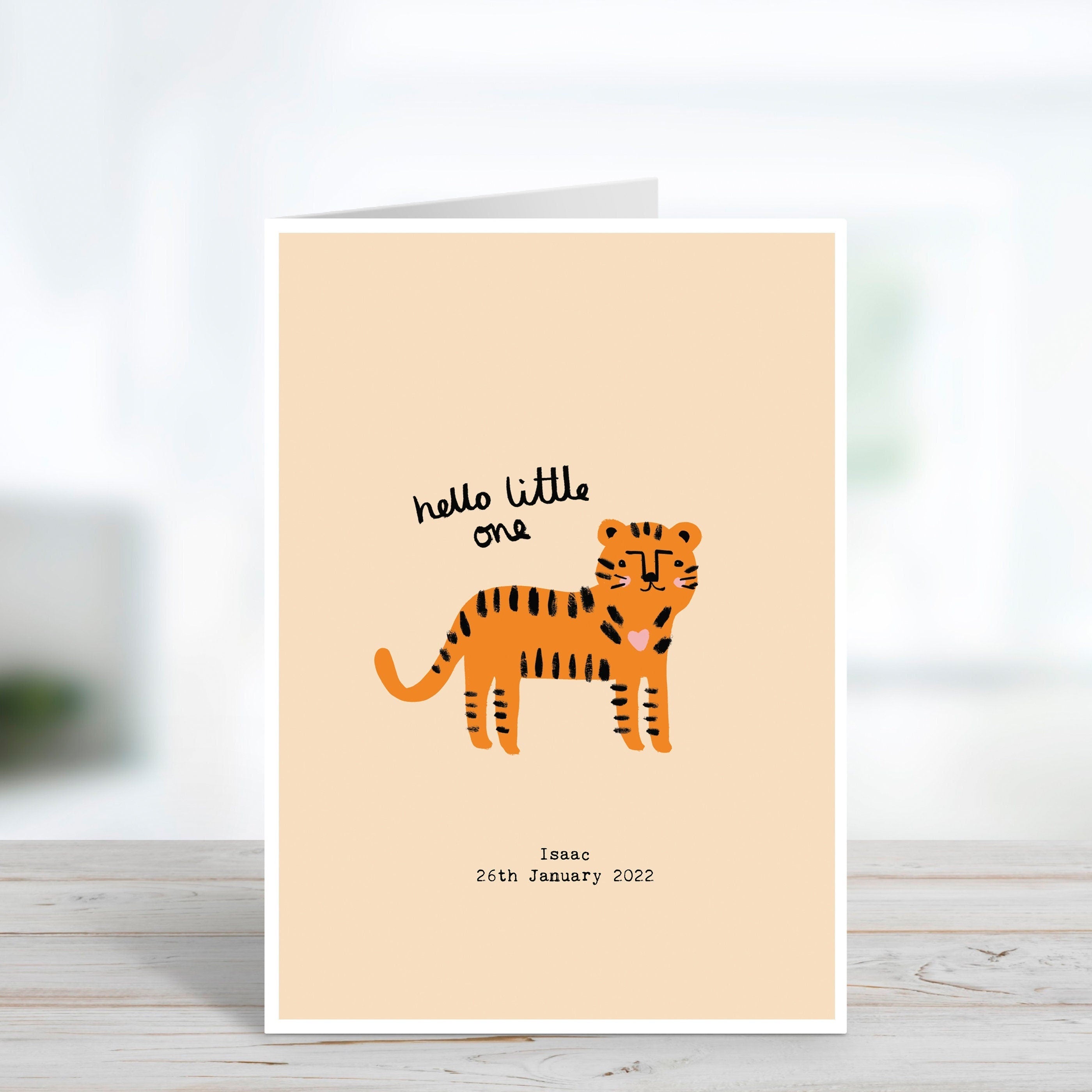Hello Baby Personalised Tiger New Baby Card