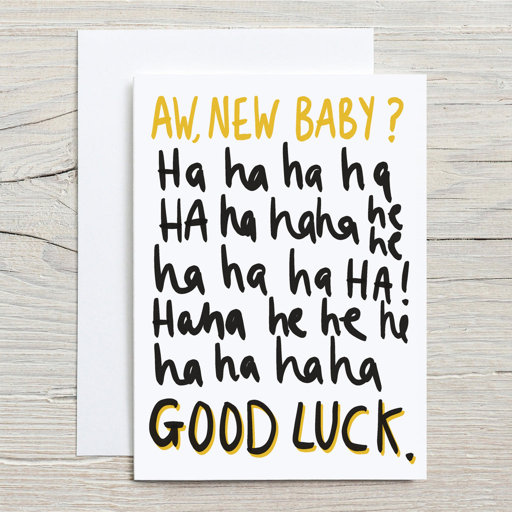 Funny New Baby Good Luck Card