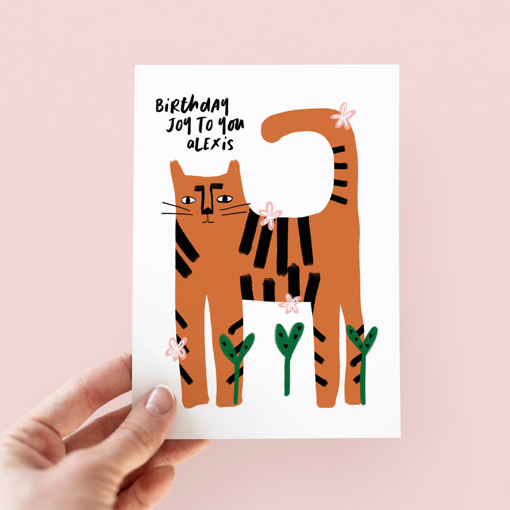 Birthday Joy Tiger Personalised Birthday Card