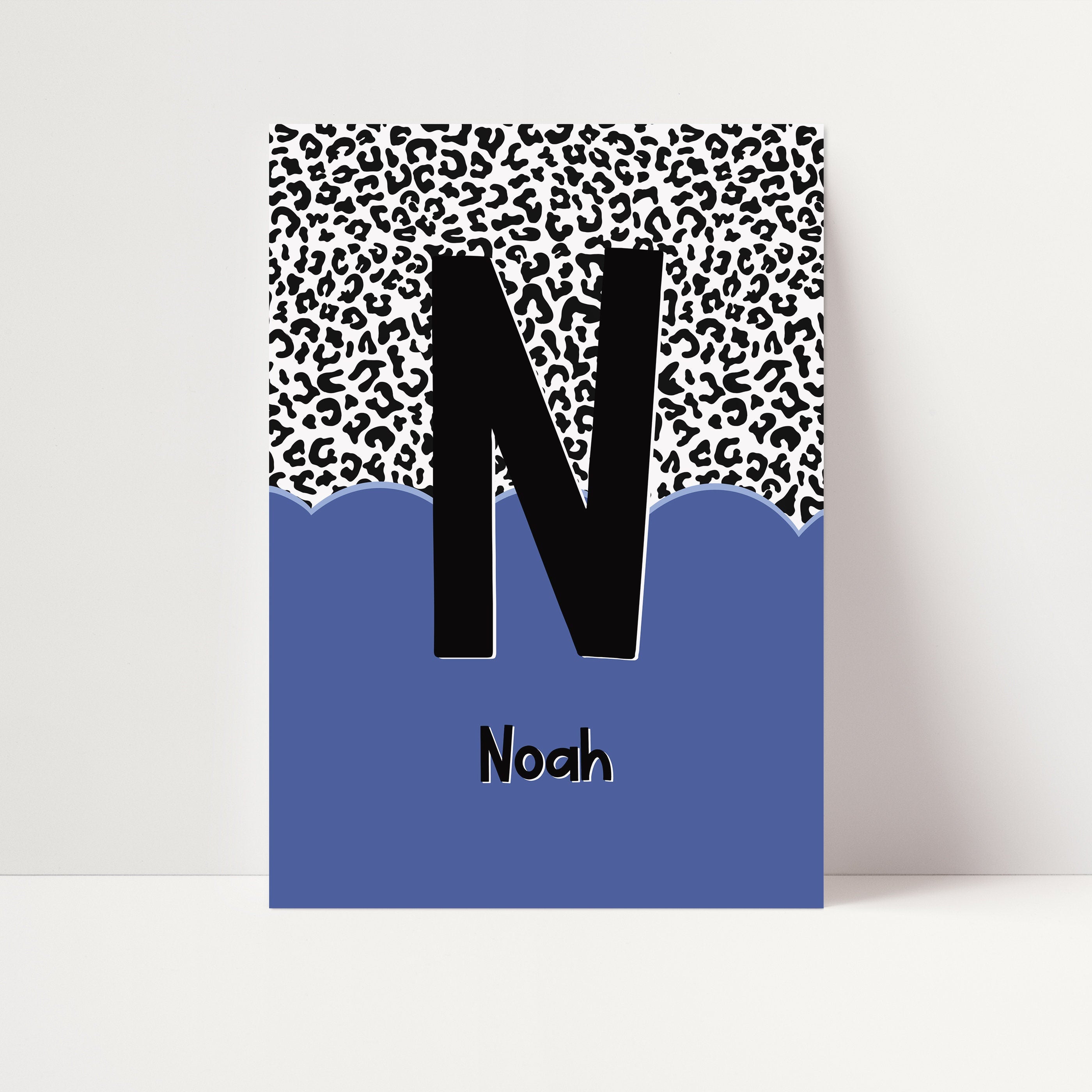 Kids Personalised Initial Leopard Art Print