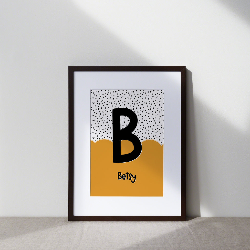 Kids Personalised Initial Dalmation Art Print