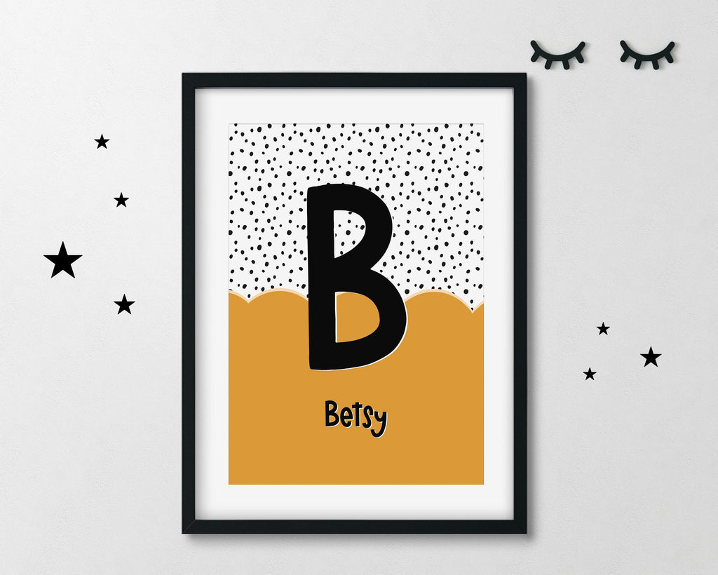 Kids Personalised Initial Dalmation Art Print