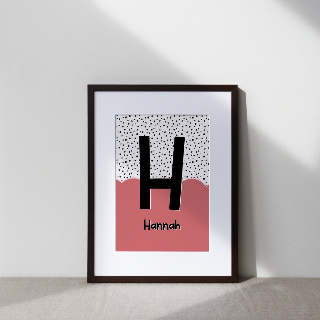 Kids Personalised Initial Dalmation Art Print