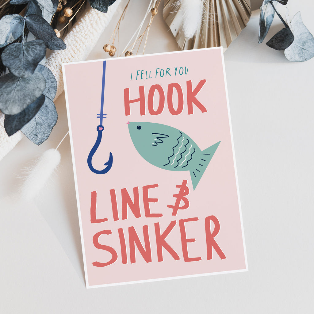 Hook Line & Sinker Romantic Fishing Card