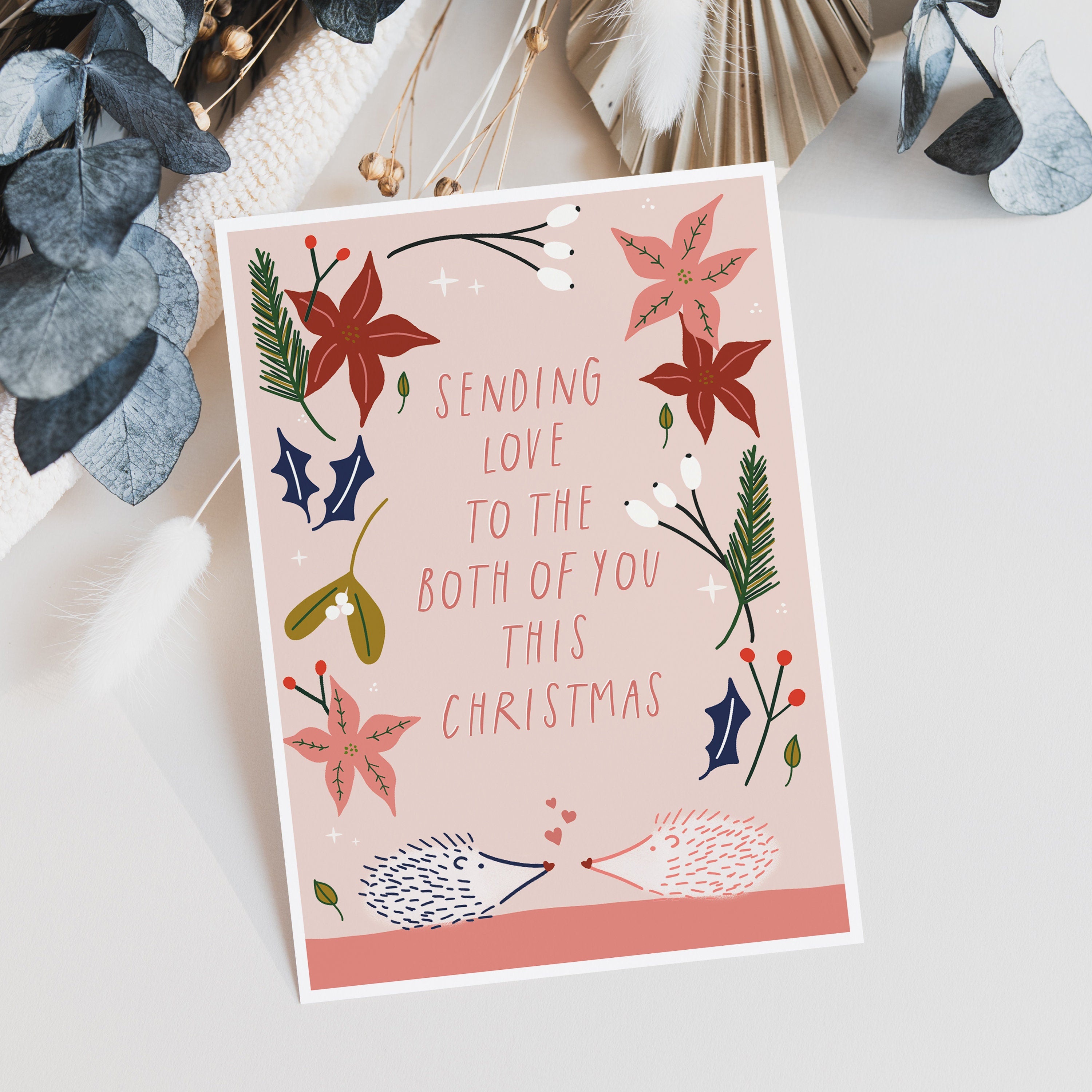 Cute Hedgehog Christmas Card For Couples