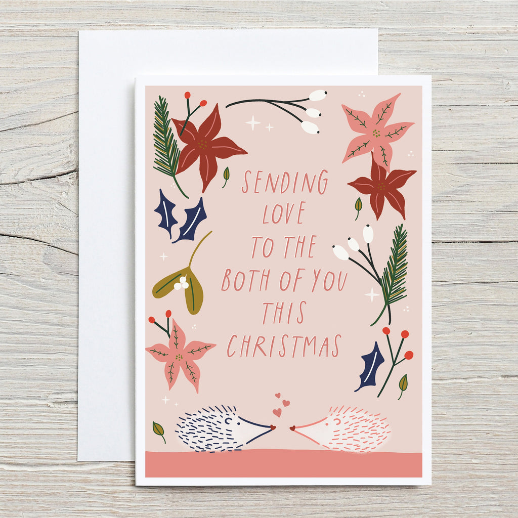 Cute Hedgehog Christmas Card For Couples