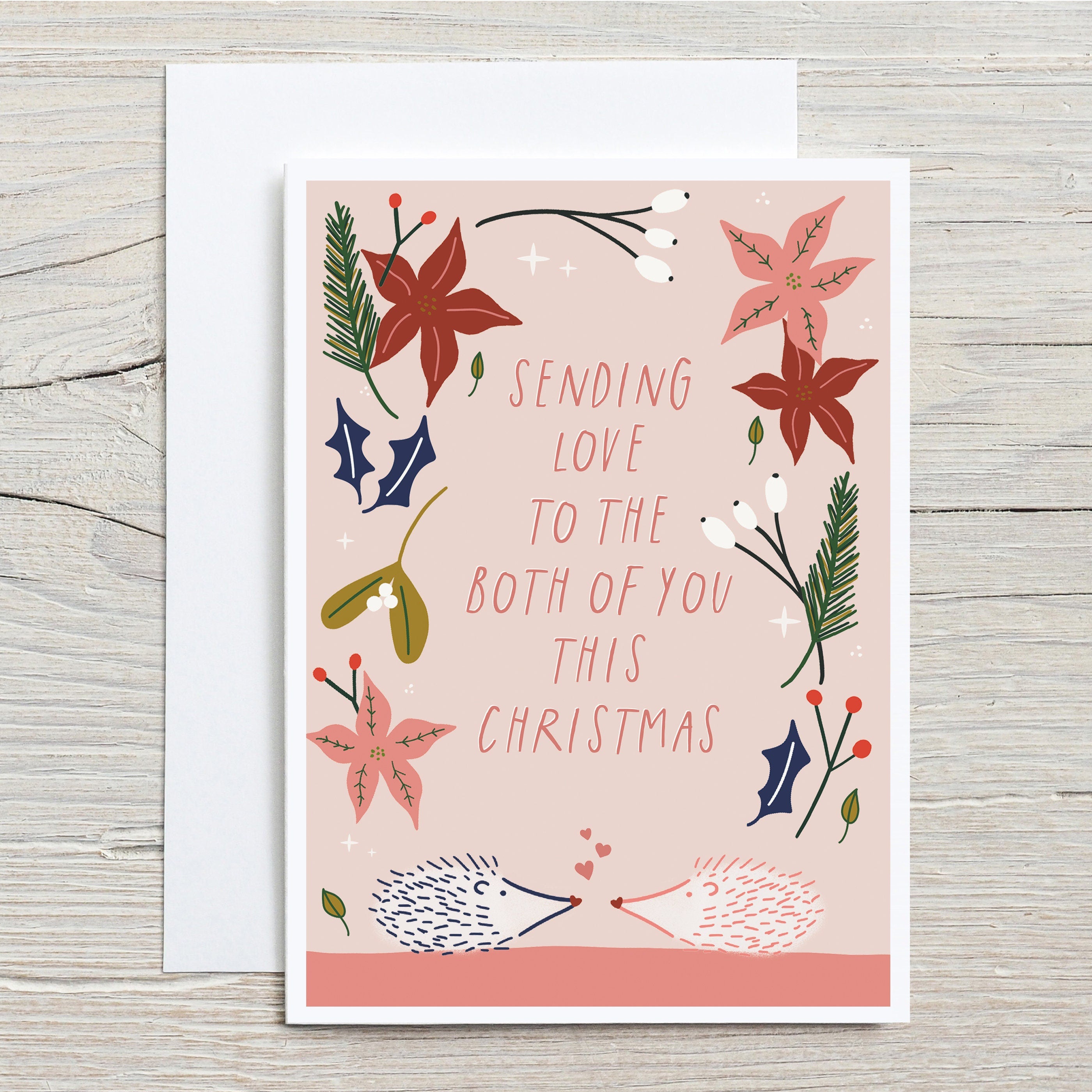 Cute Hedgehog Christmas Card For Couples