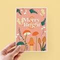 Merry & Bright Illustrated Mushroom Christmas Card
