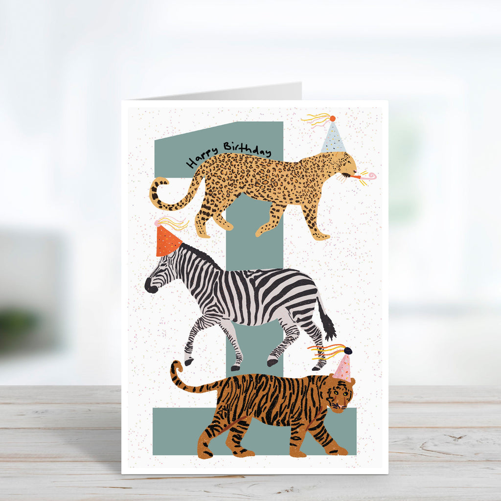 Party Animals 1st Birthday Card