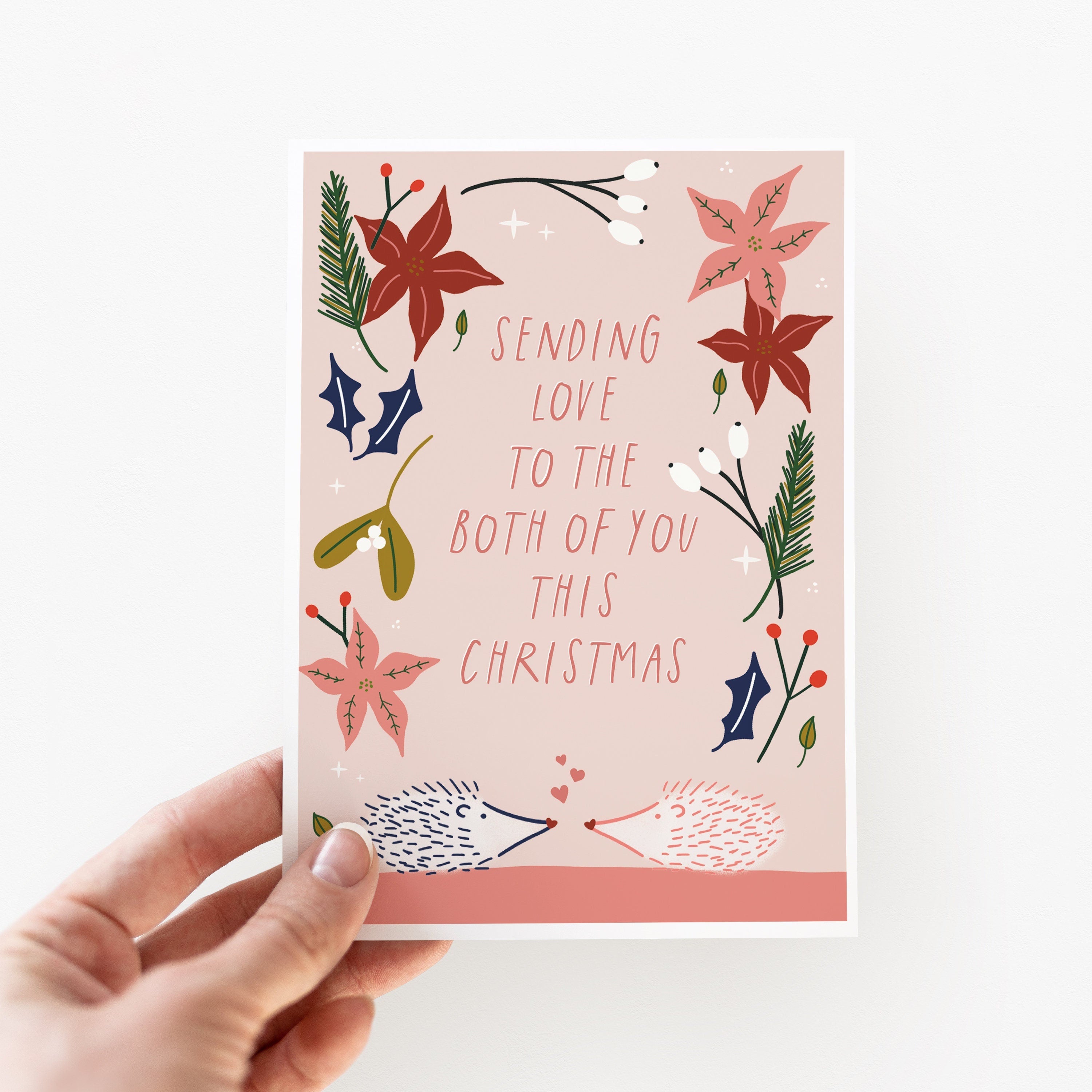 Cute Hedgehog Christmas Card For Couples