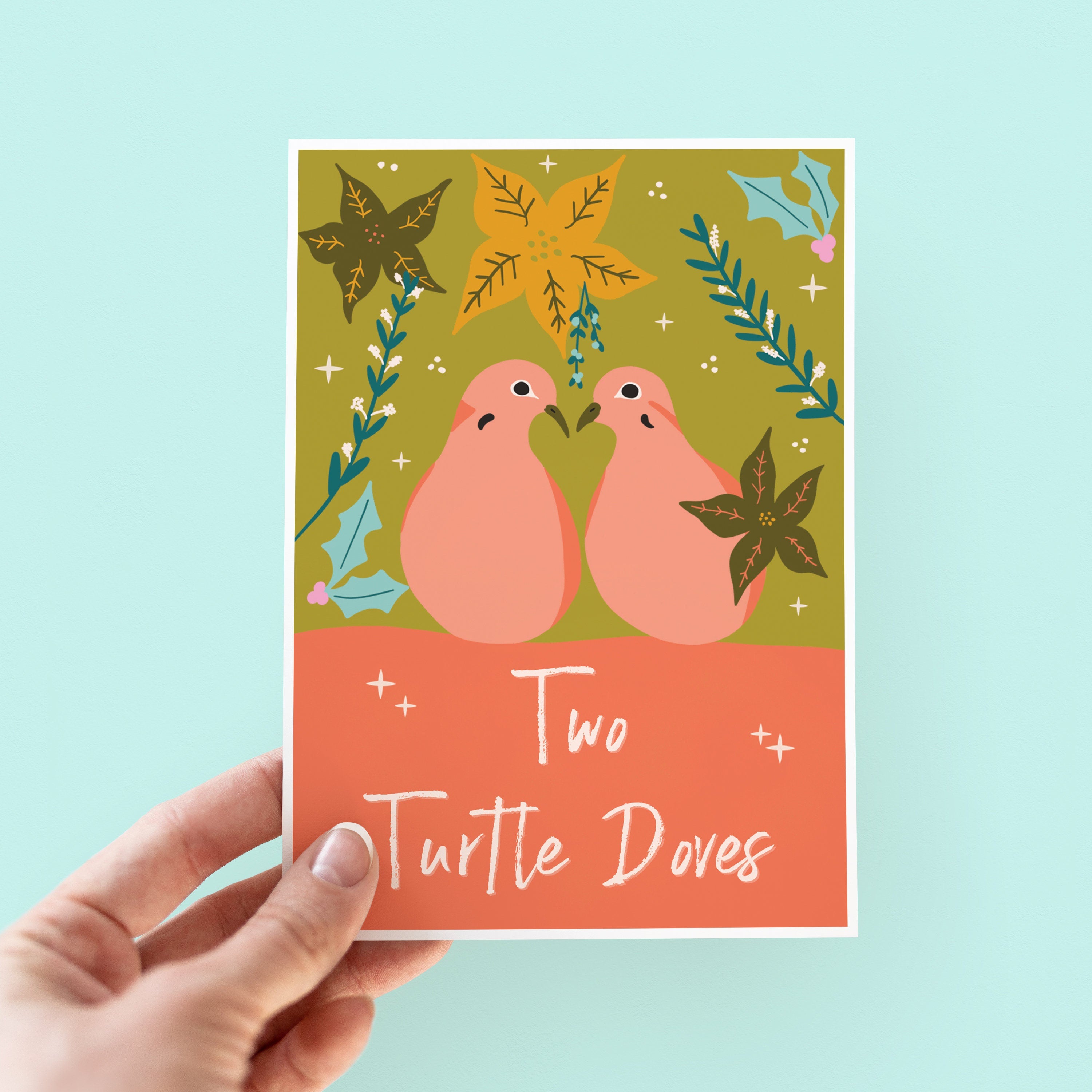 Two Turtle Doves Christmas Card