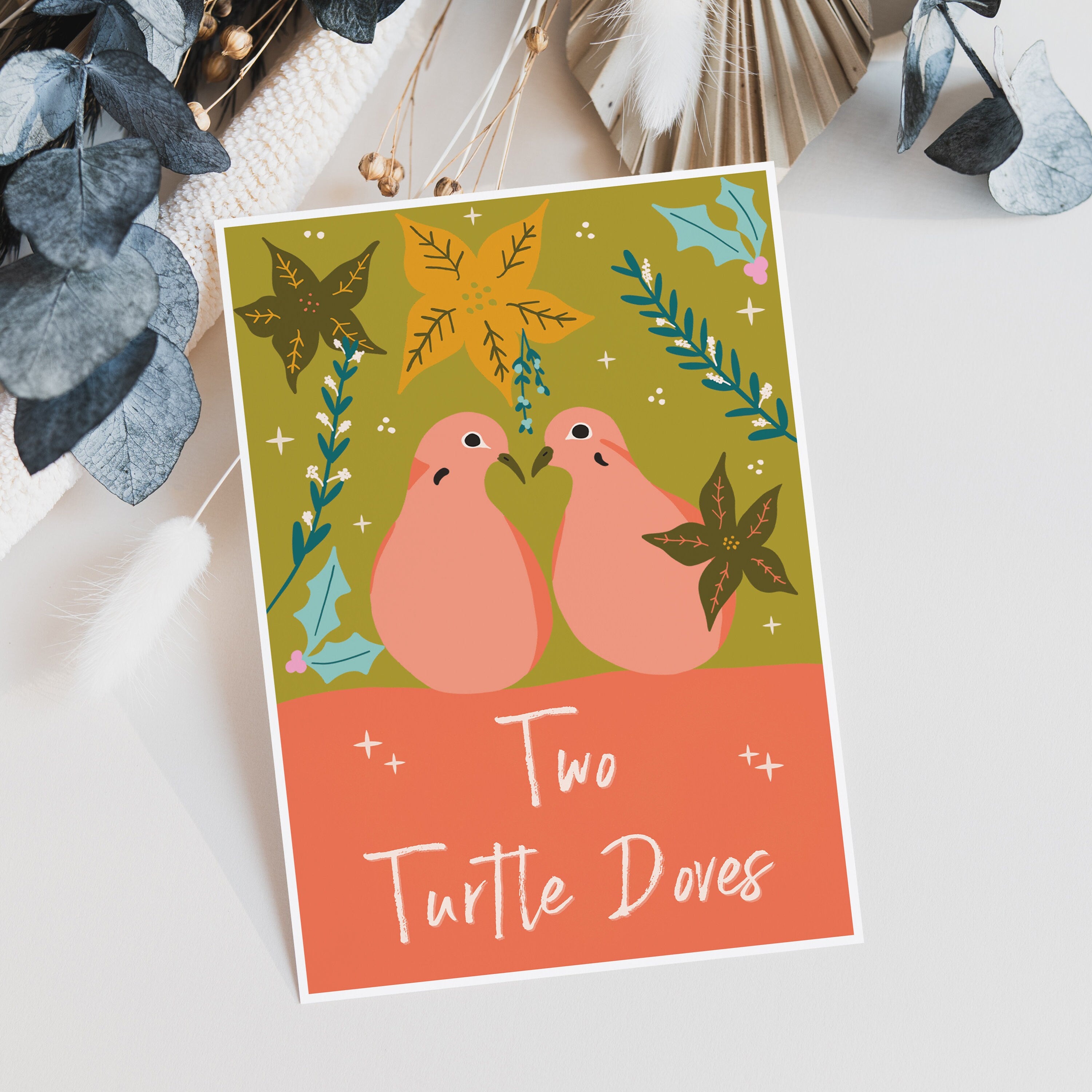 Two Turtle Doves Christmas Card