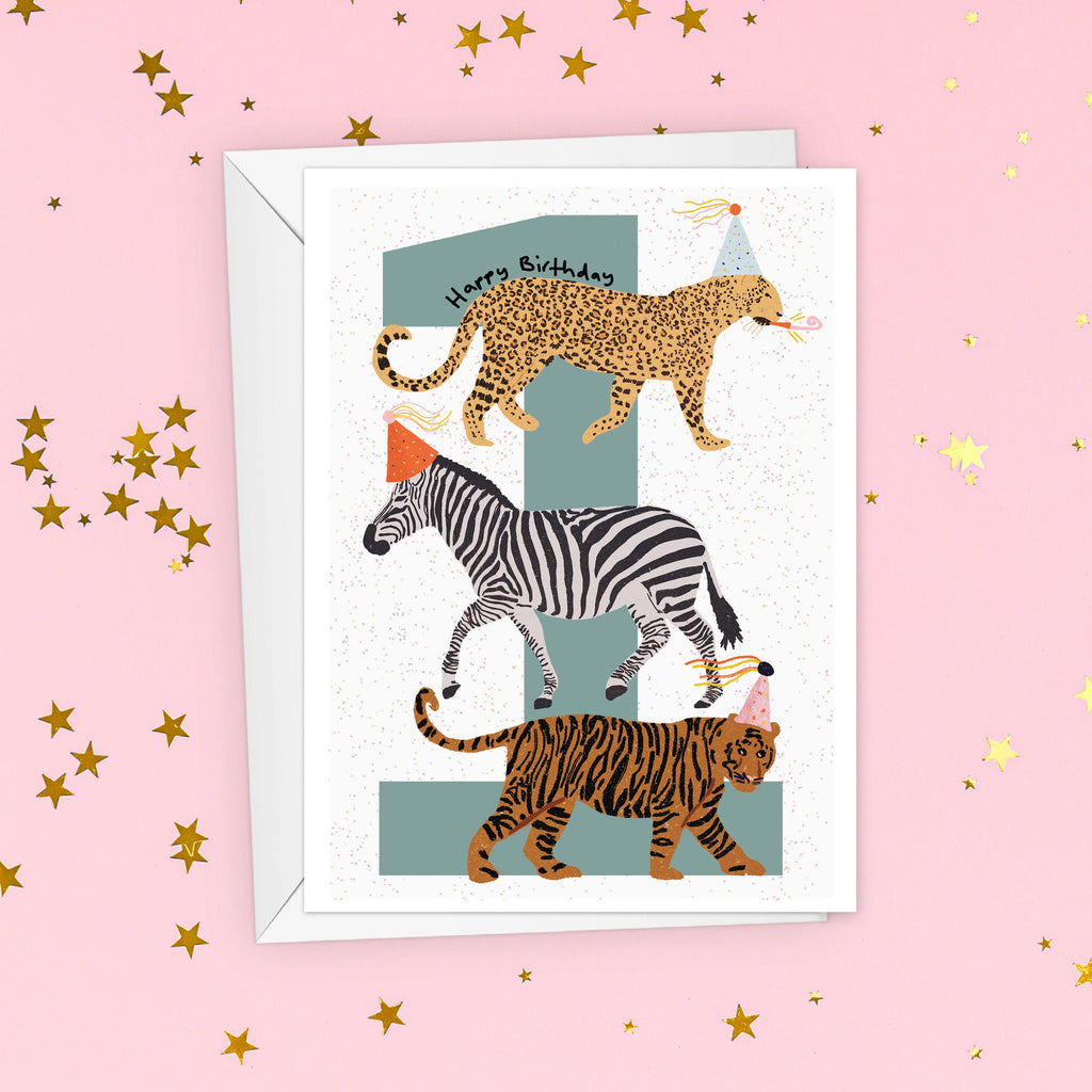 Party Animals 1st Birthday Card