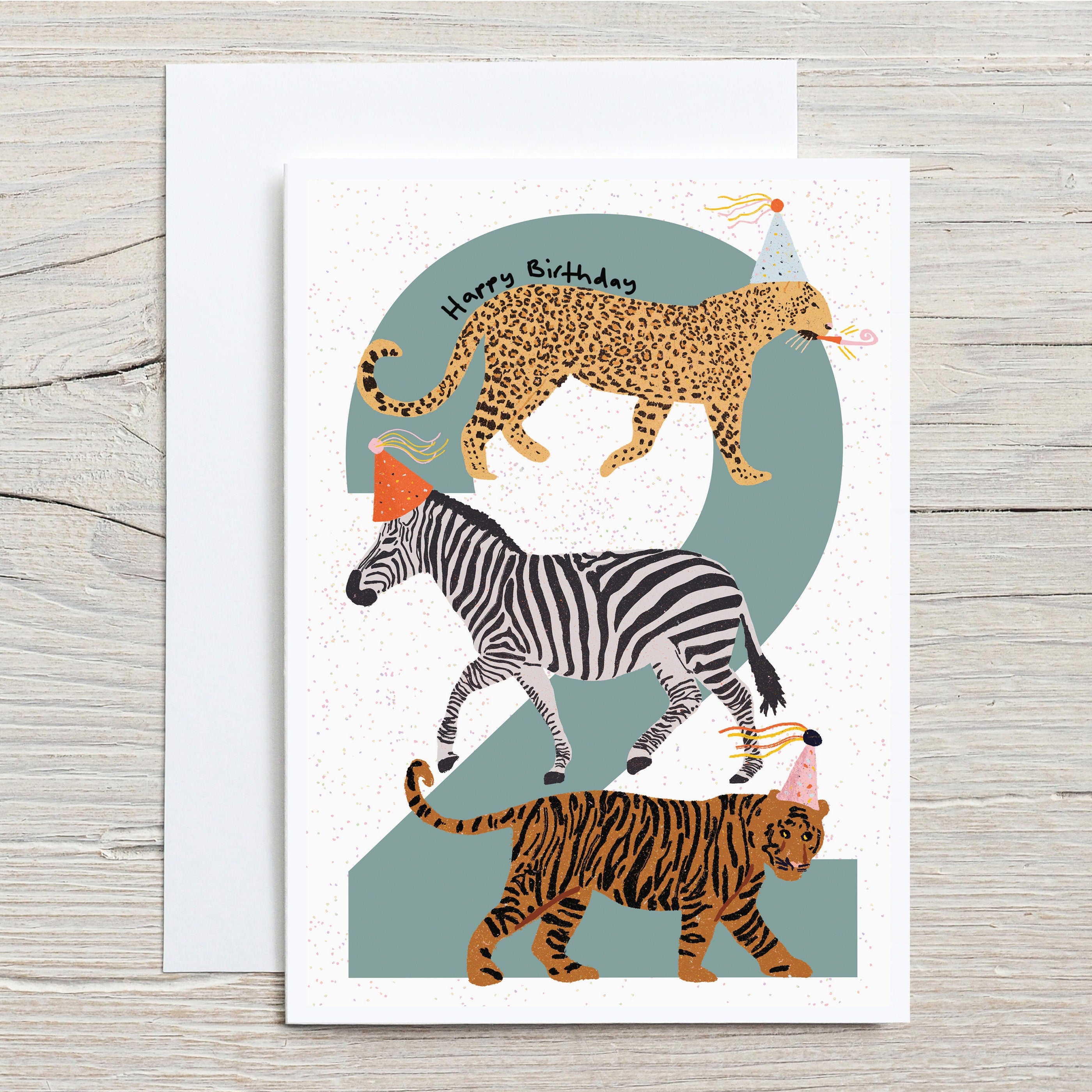 Party Animals 2nd Birthday Card For Kids