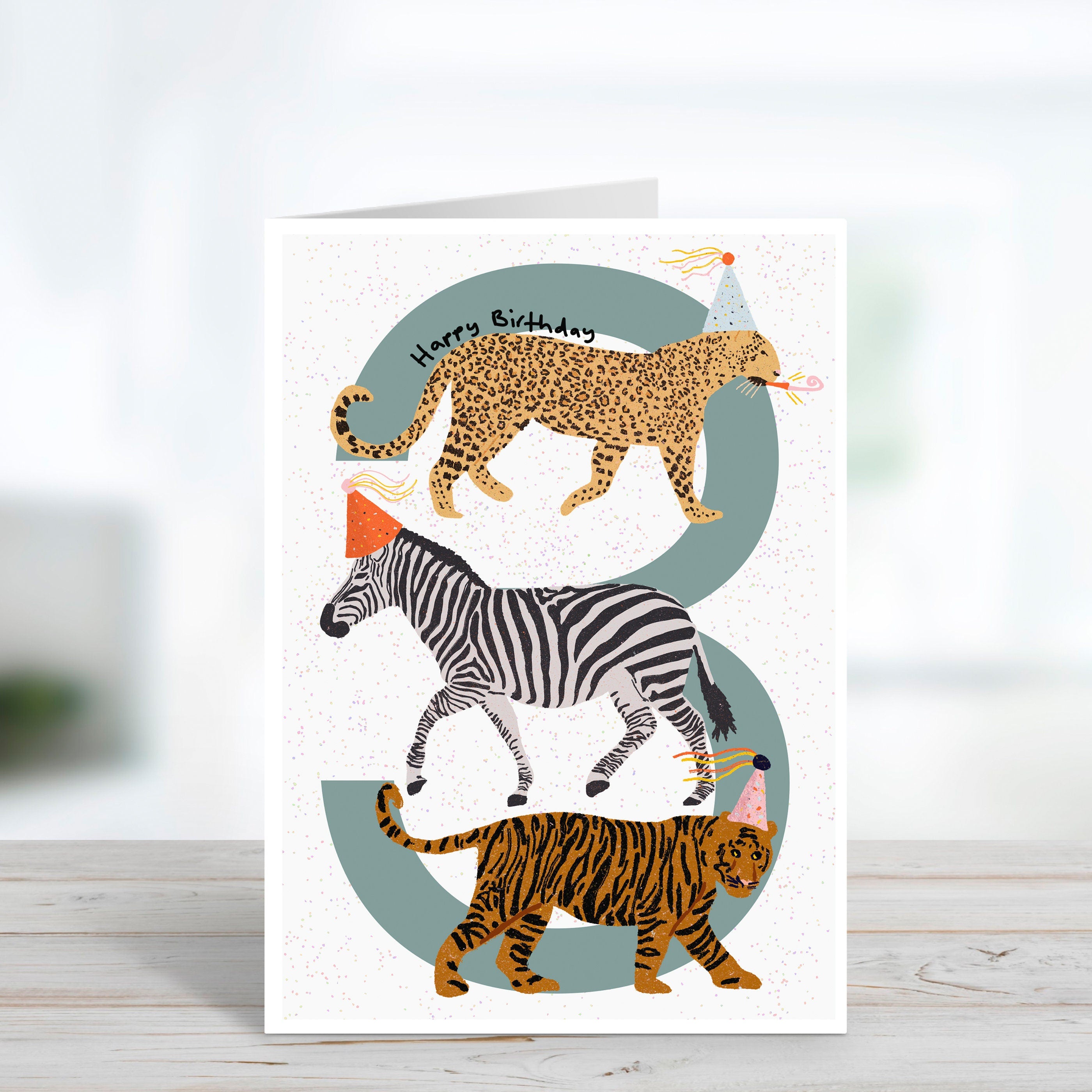 Party Animals 3rd Birthday Card For Kids