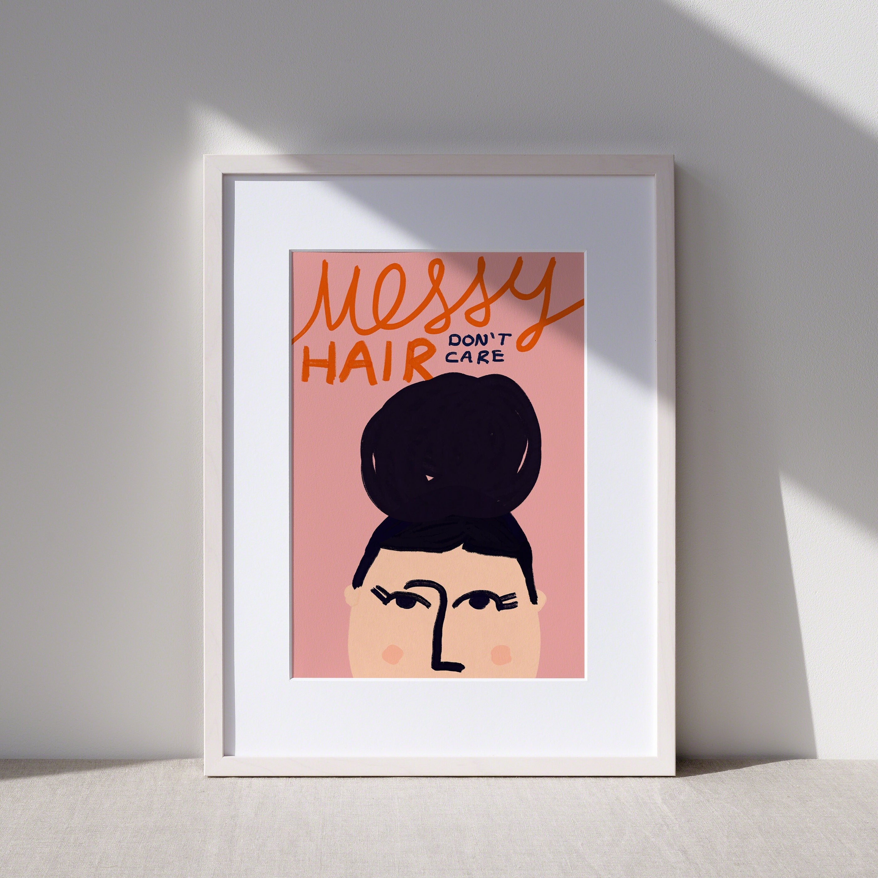 Messy Hair Don't Care Illustrated Art Print