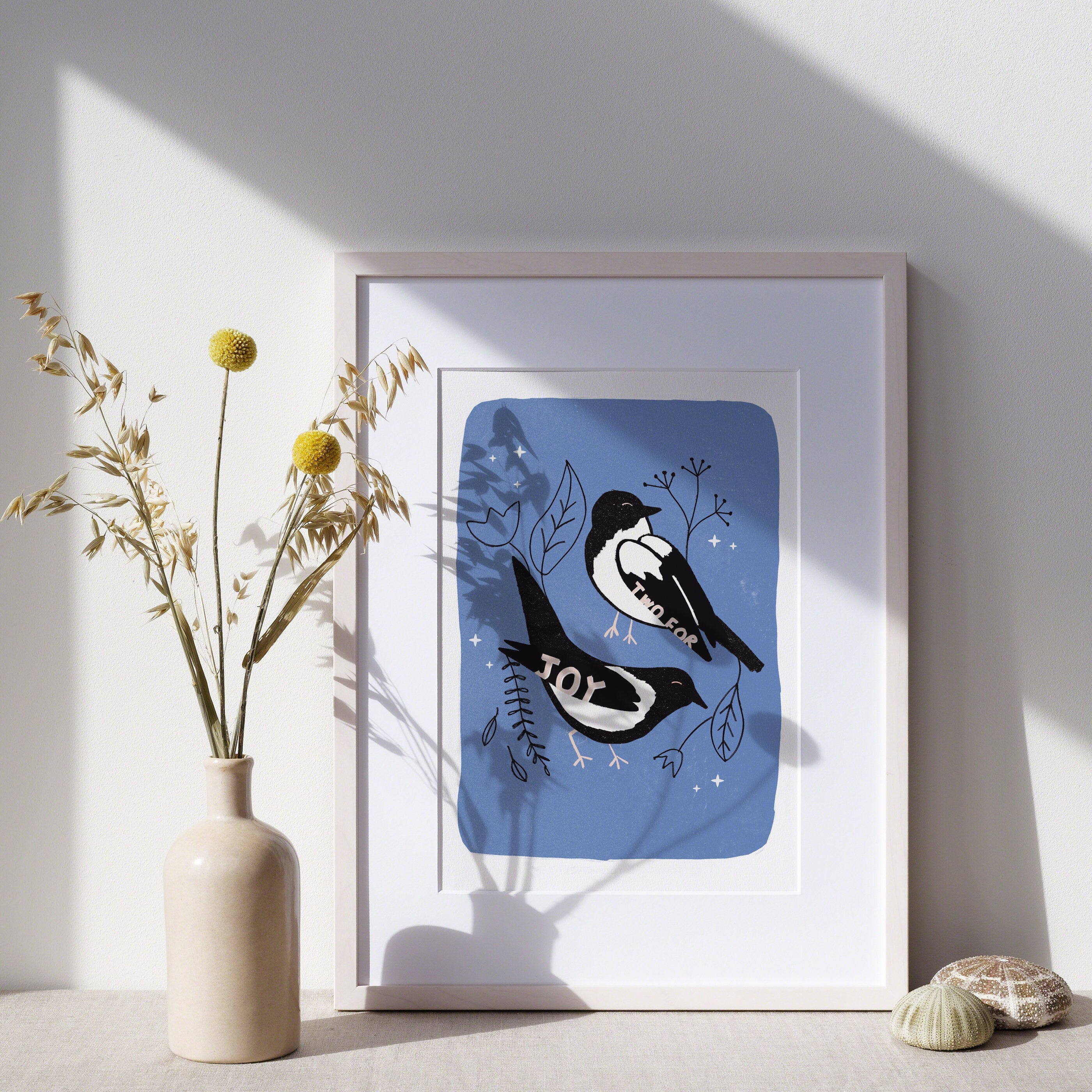 Two For Joy Magpies Illustrated Art Print
