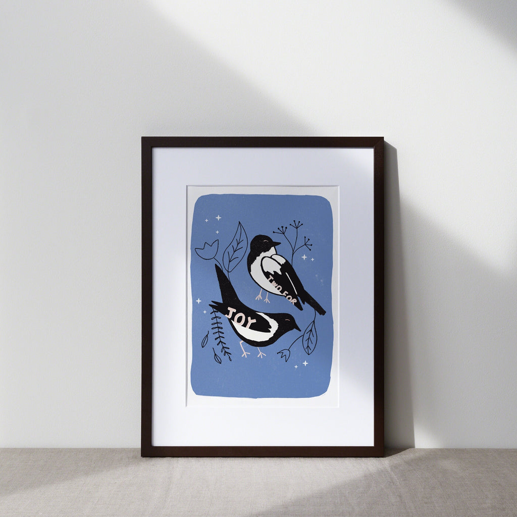 Two For Joy Magpies Illustrated Art Print