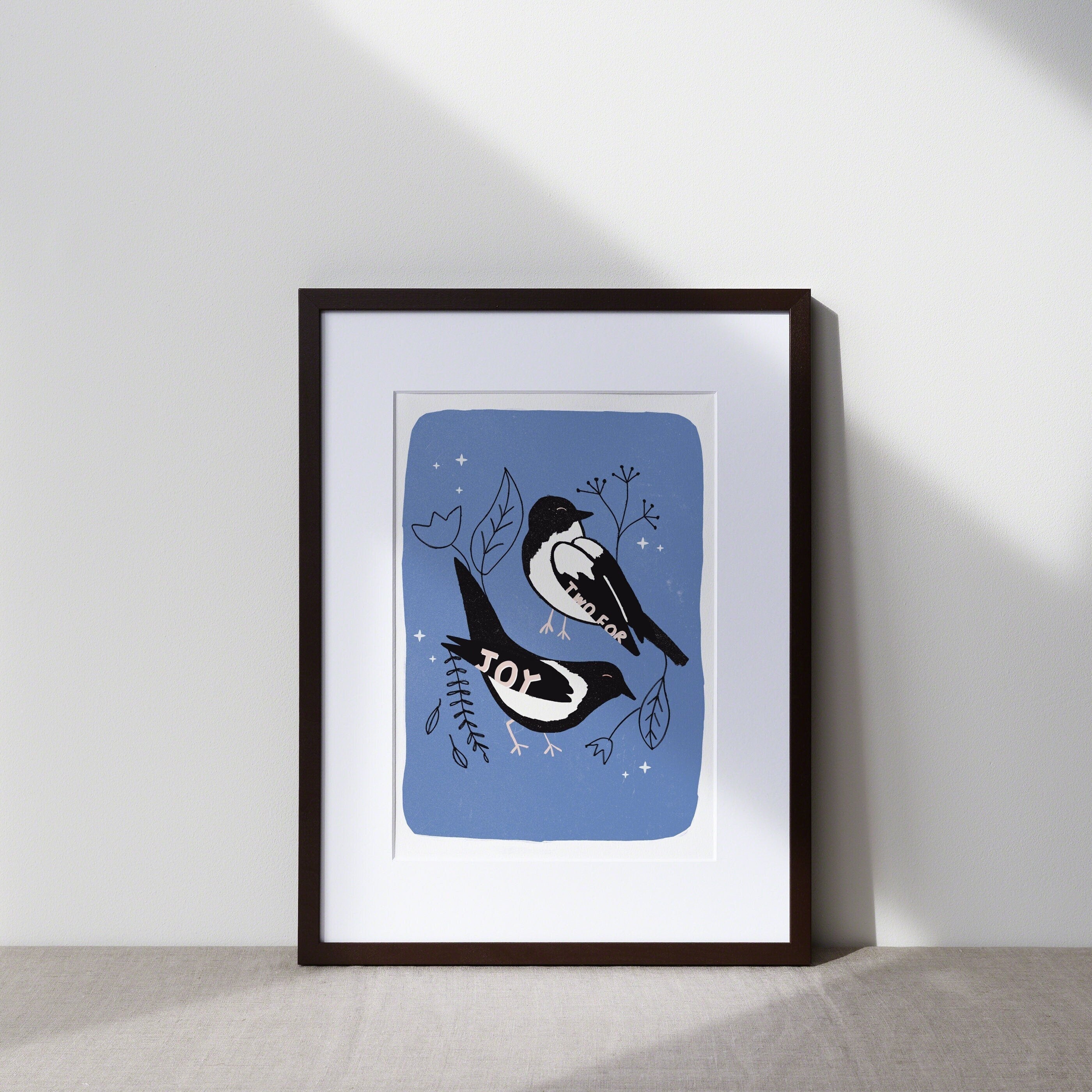 Two For Joy Magpies Illustrated Art Print