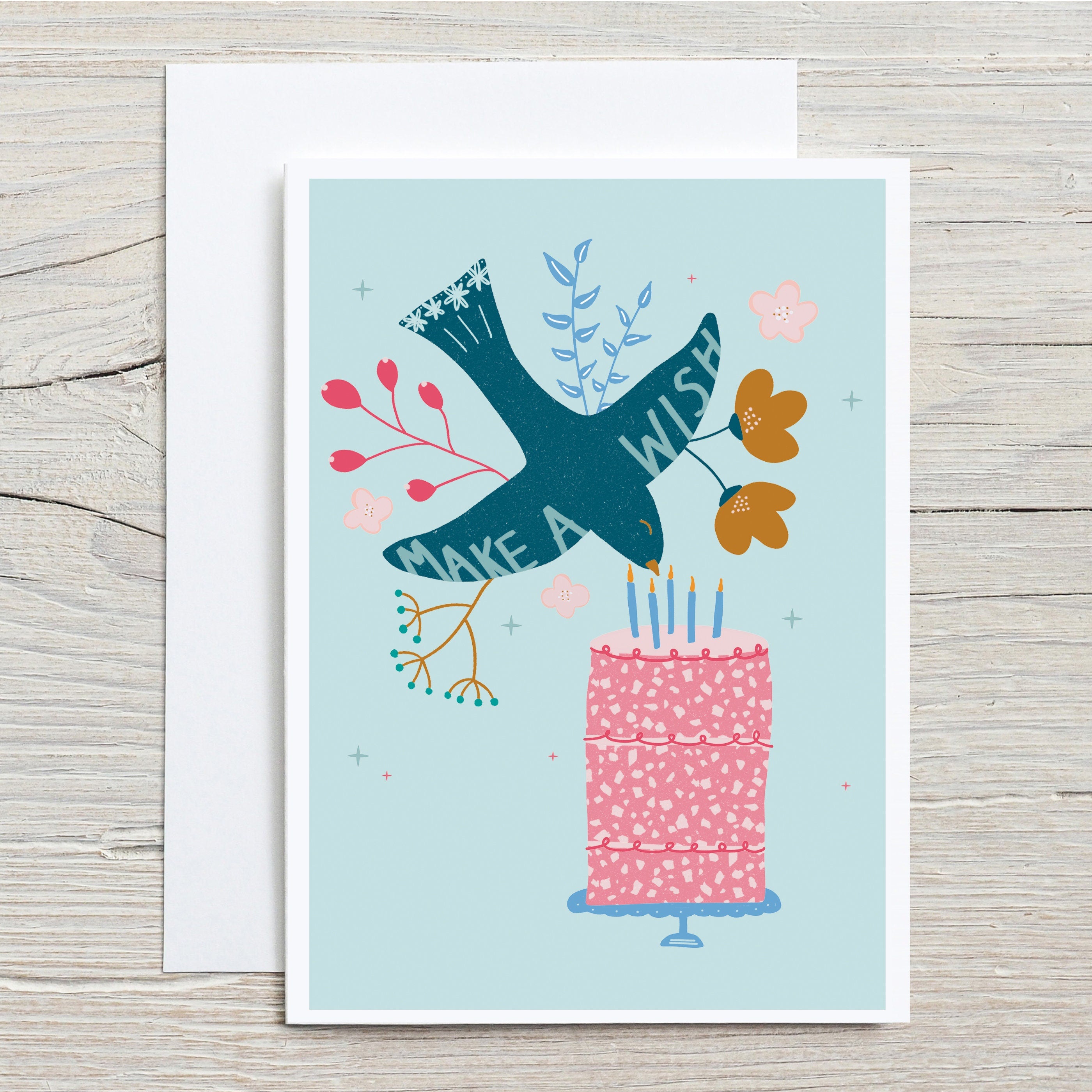 Make A Wish Illustrated Birthday Card ・Birthday Card For Her